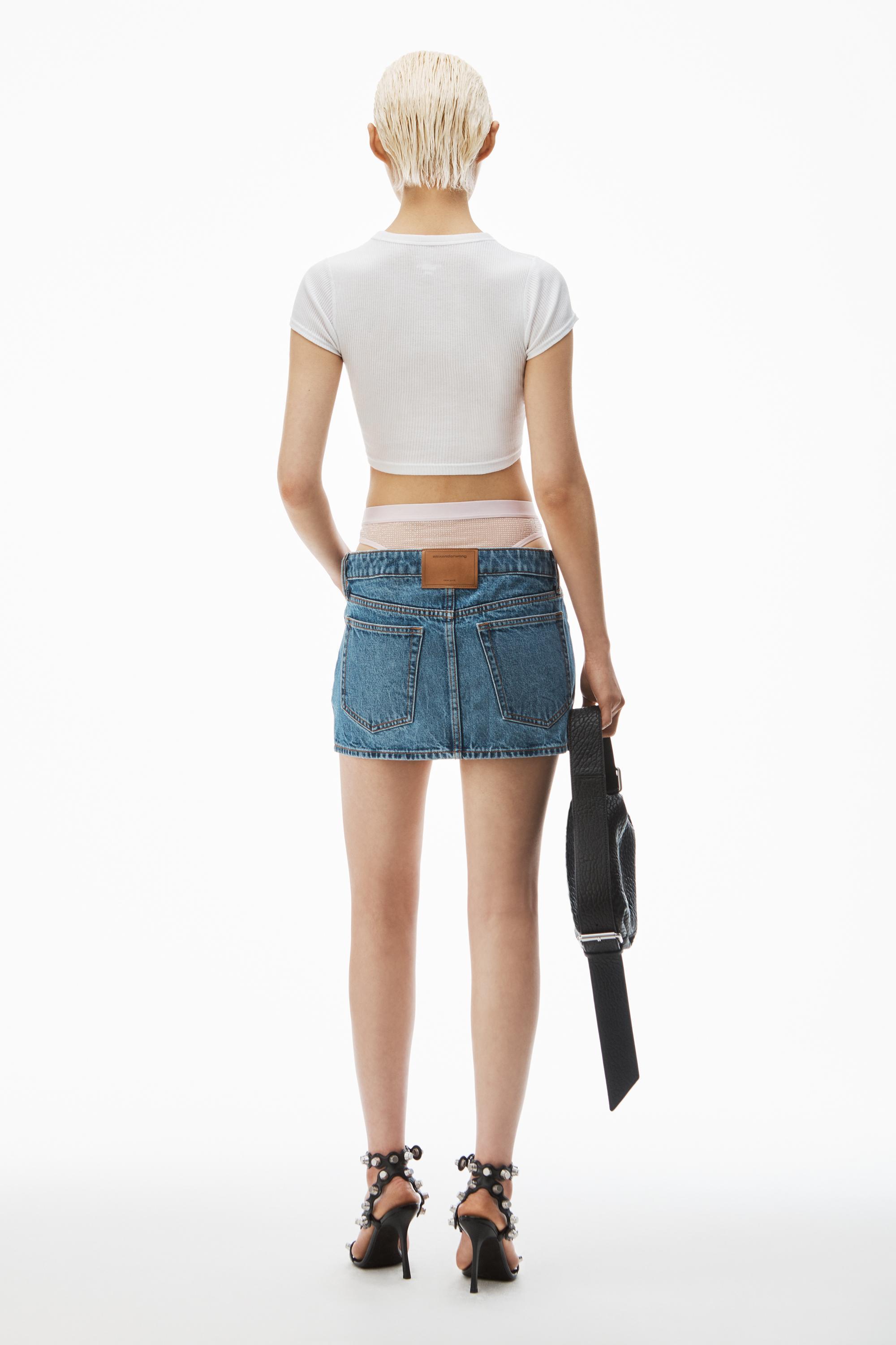 Crystal Hotfix Pre-styled Denim Miniskirt Product Image