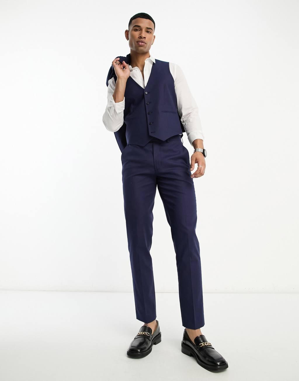 ASOS DESIGN slim linen mix vest Product Image