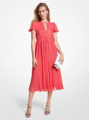 Pleated Georgette Midi Dress Product Image