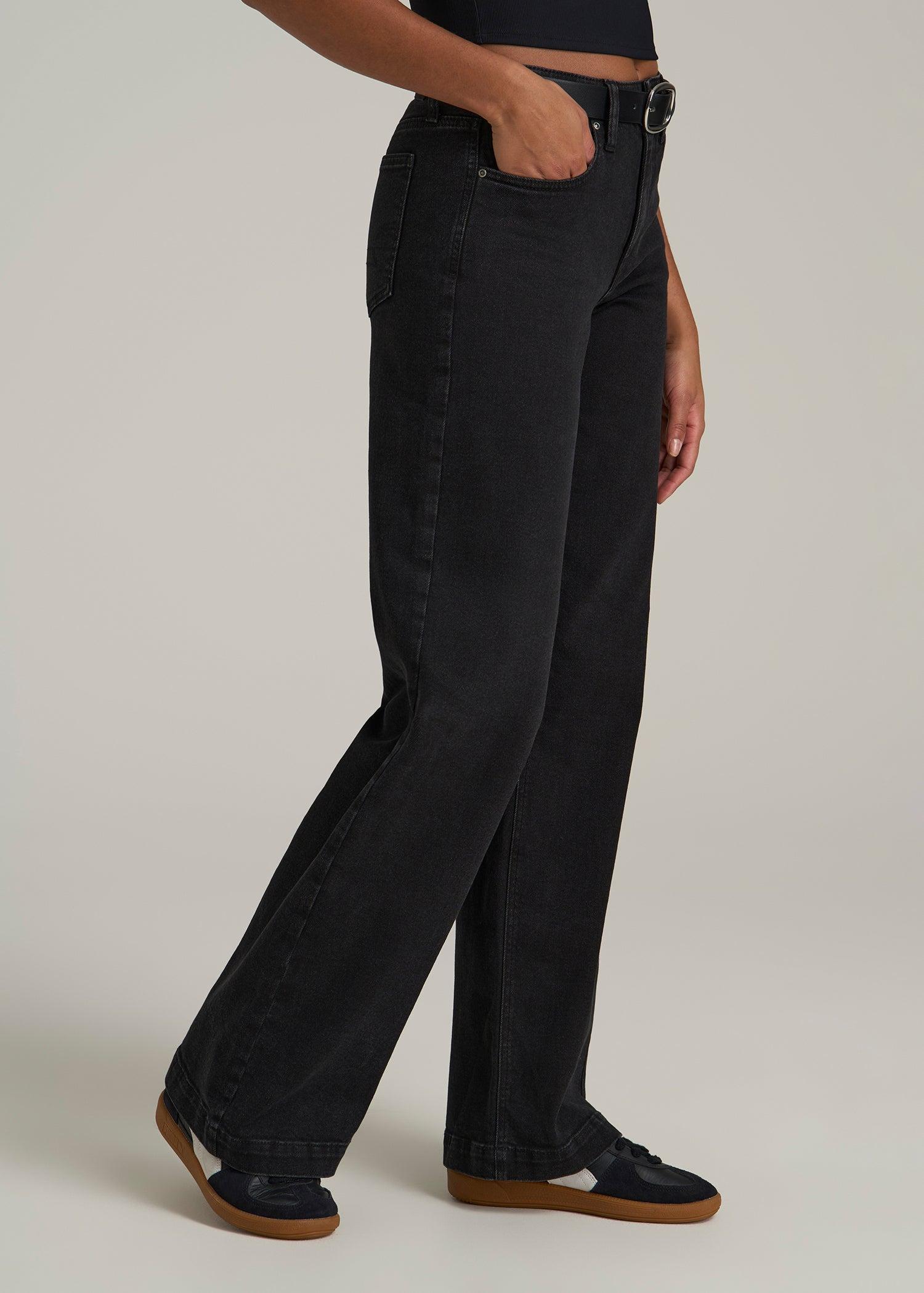 Luna High Rise Wide Leg Tall Jeans for Women in Onyx Black Wash Product Image