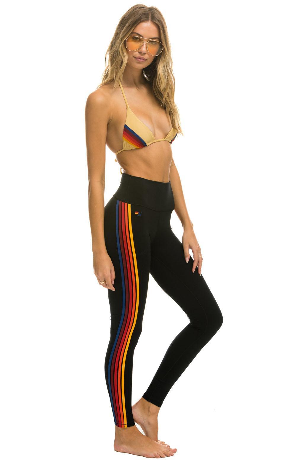 FULL LENGTH HI-RISE 5 STRIPE LEGGINGS - BLACK Female Product Image