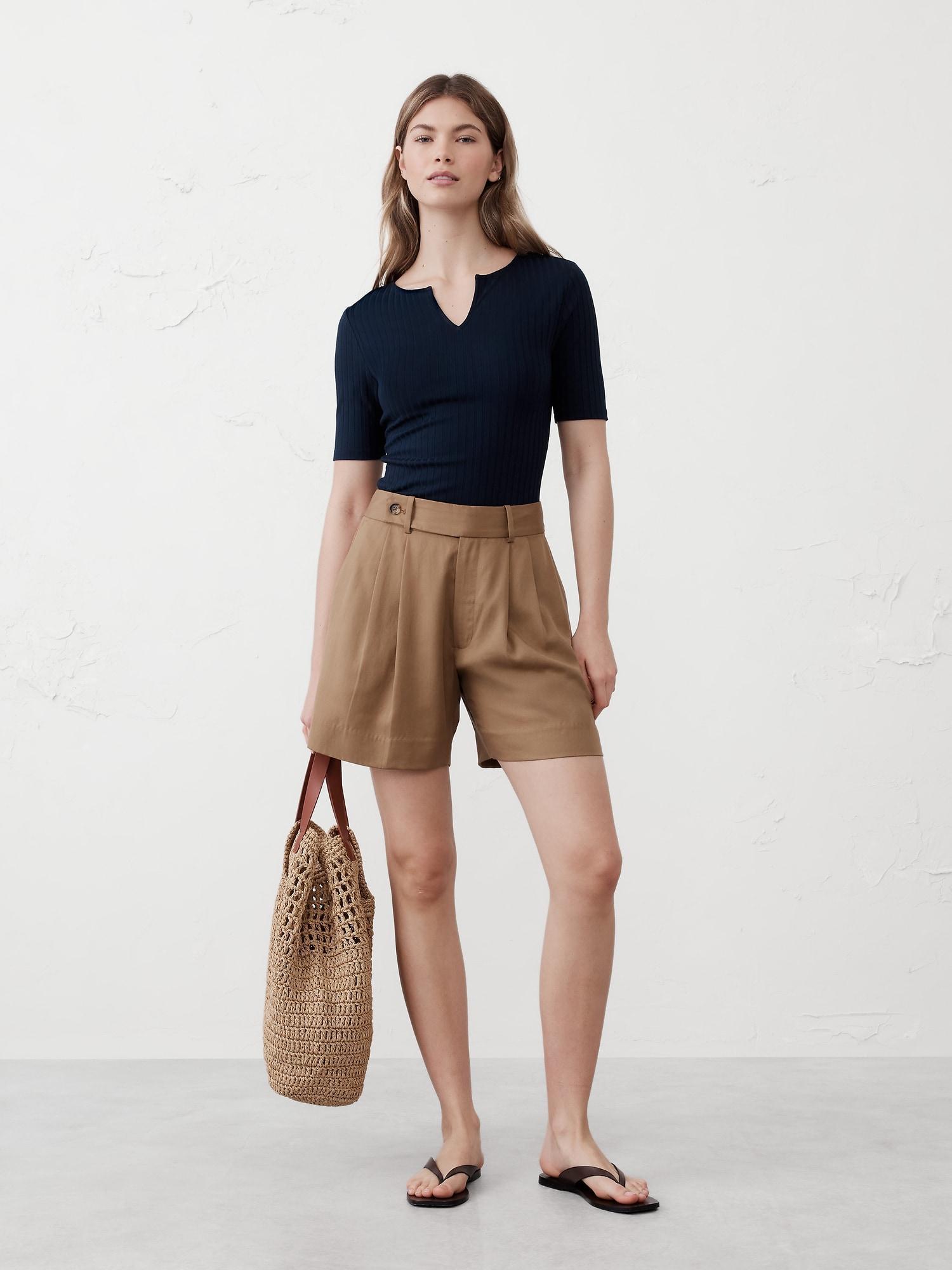 Wide Ribbed Split-Neck Top Product Image