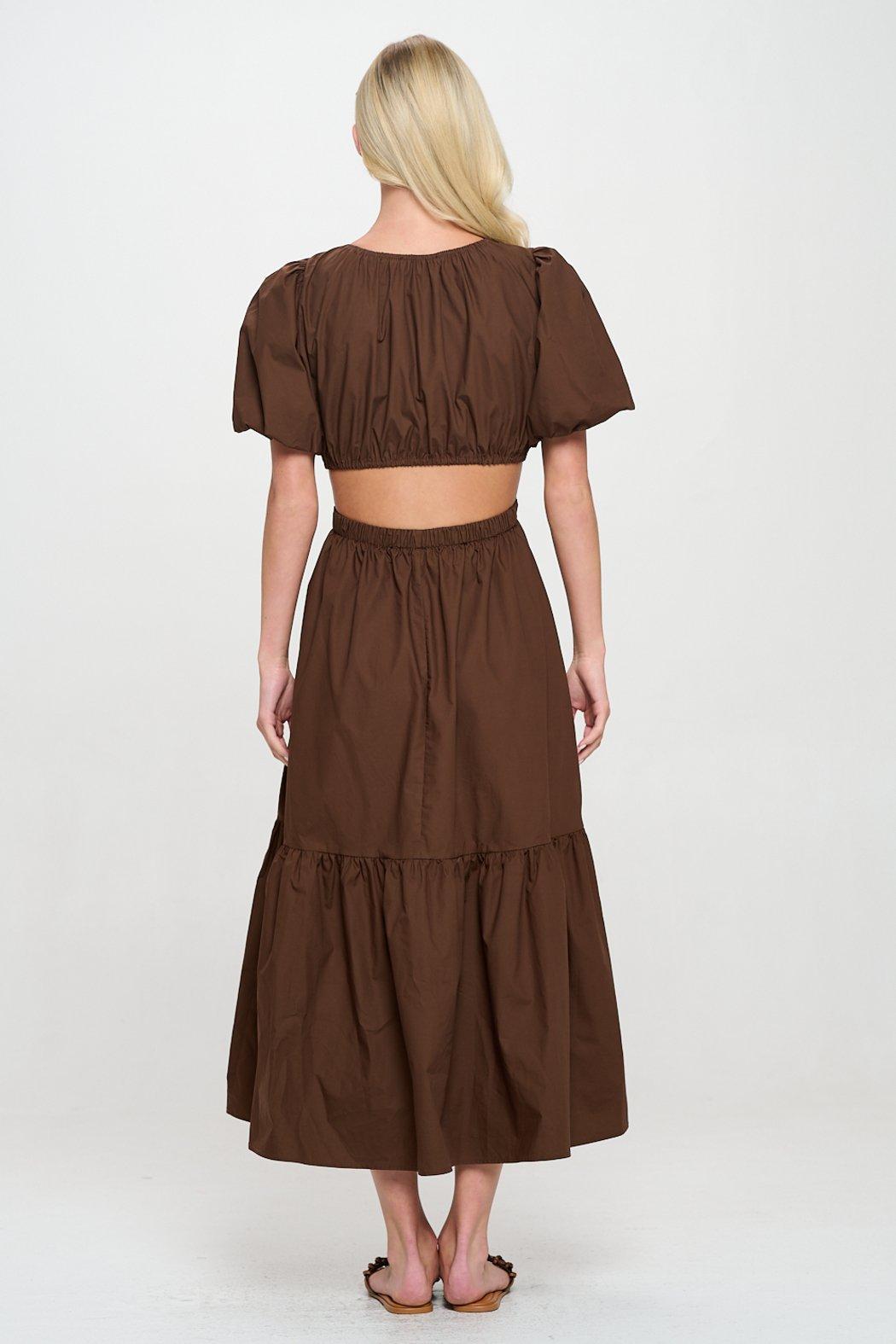 Brown Poplin Maxi Dress Product Image