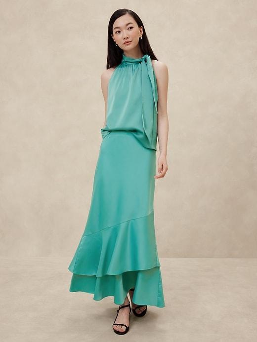 Lamé Tiered Maxi Skirt Product Image