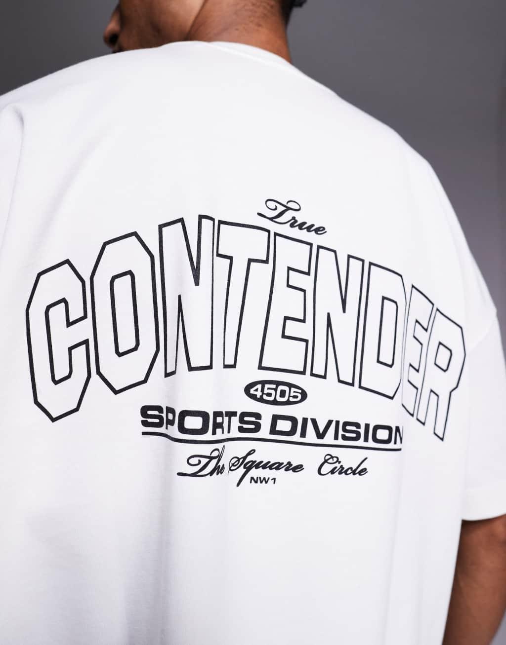 4505 oversized heavyweight back print cotton t-shirt with quick dry finish in vintage white Product Image