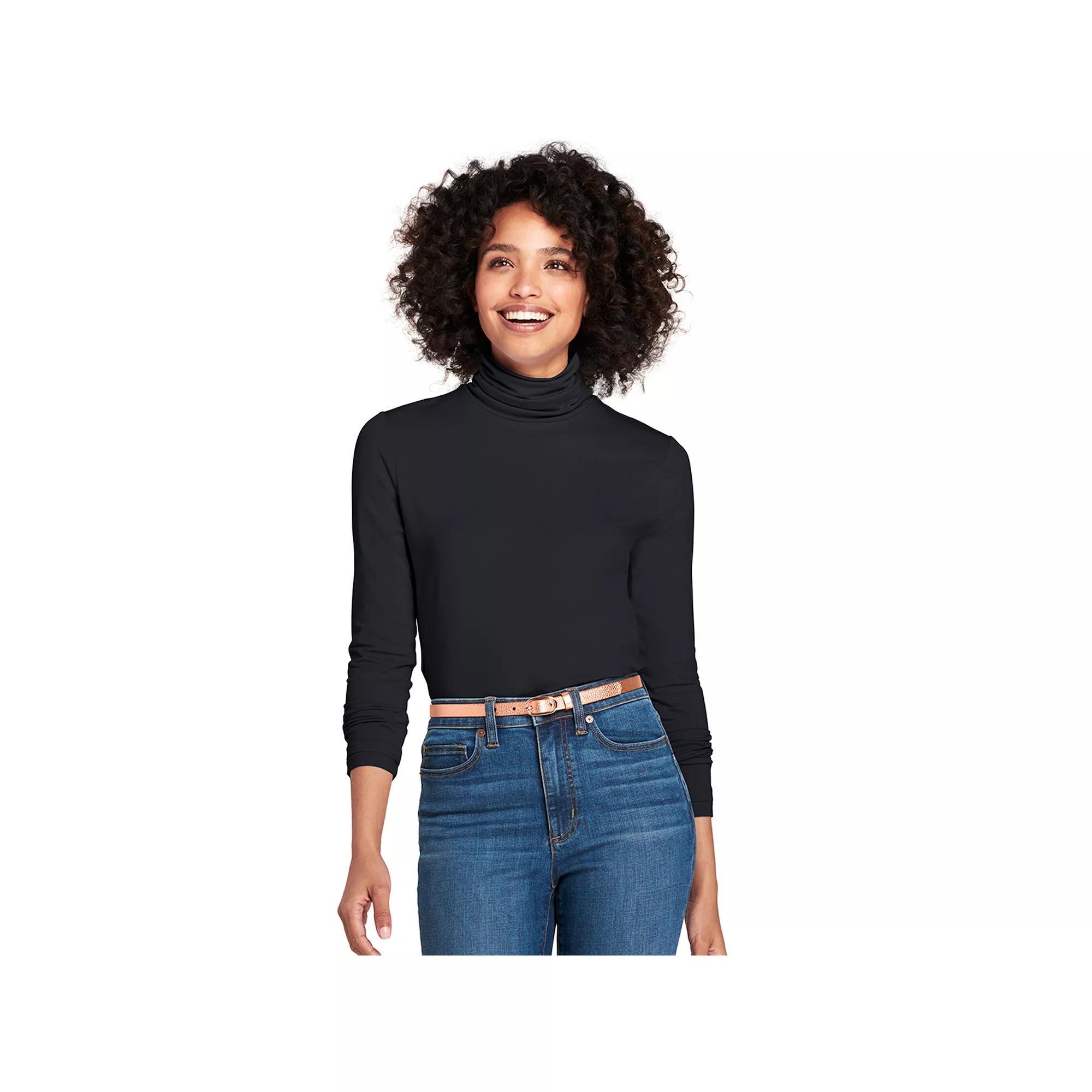 Petite Lands' End Lightweight Fitted Long Sleeve Turtleneck, Women's,  Product Image