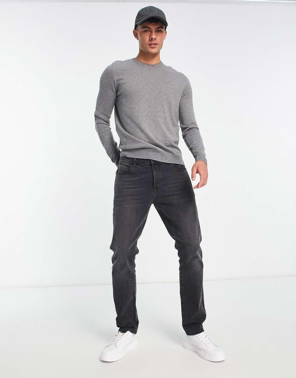 Scalpers round neck sweater in gray melange Product Image