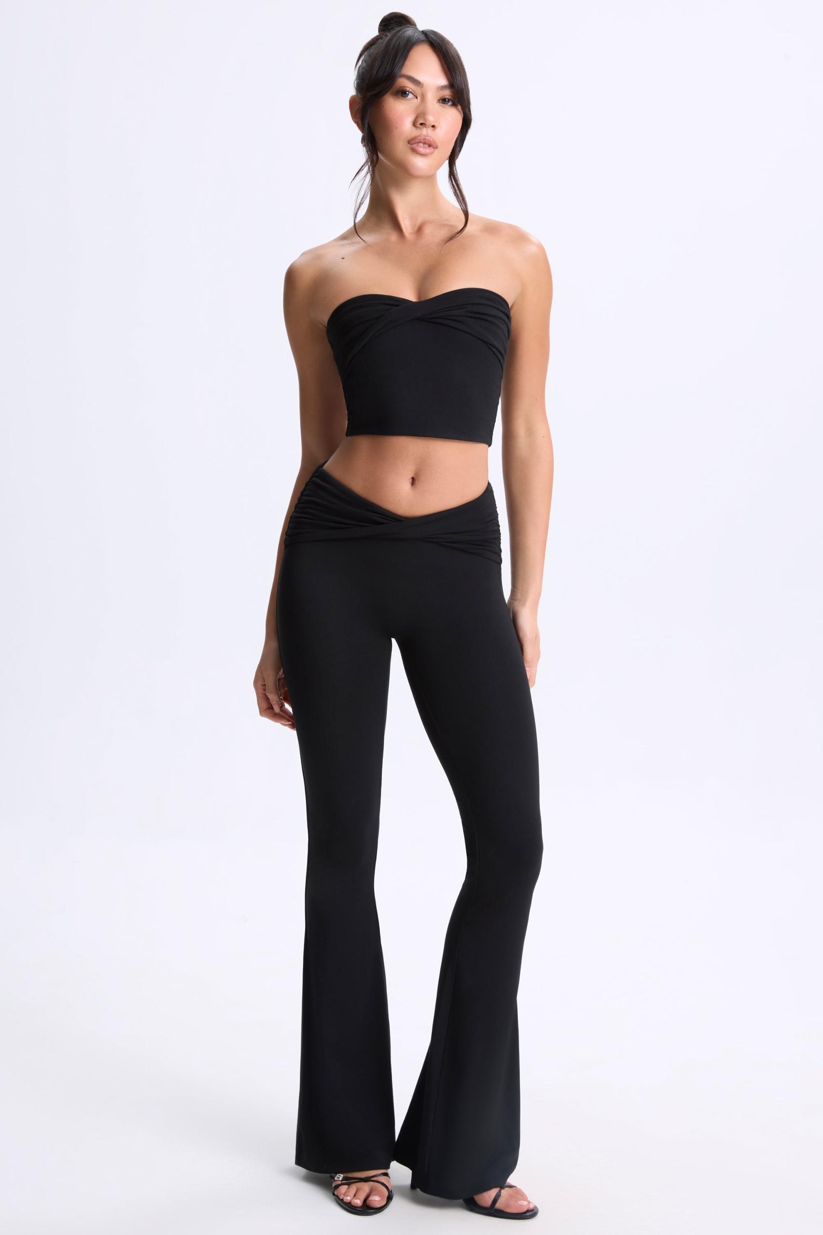 Tall Twist-Front Flared Trousers in Black Product Image