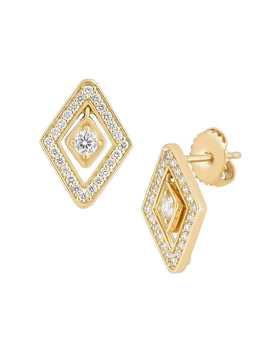 Womens Diamante 18K Yellow Gold & 0.55 TCW Diamond Drop Earrings Product Image