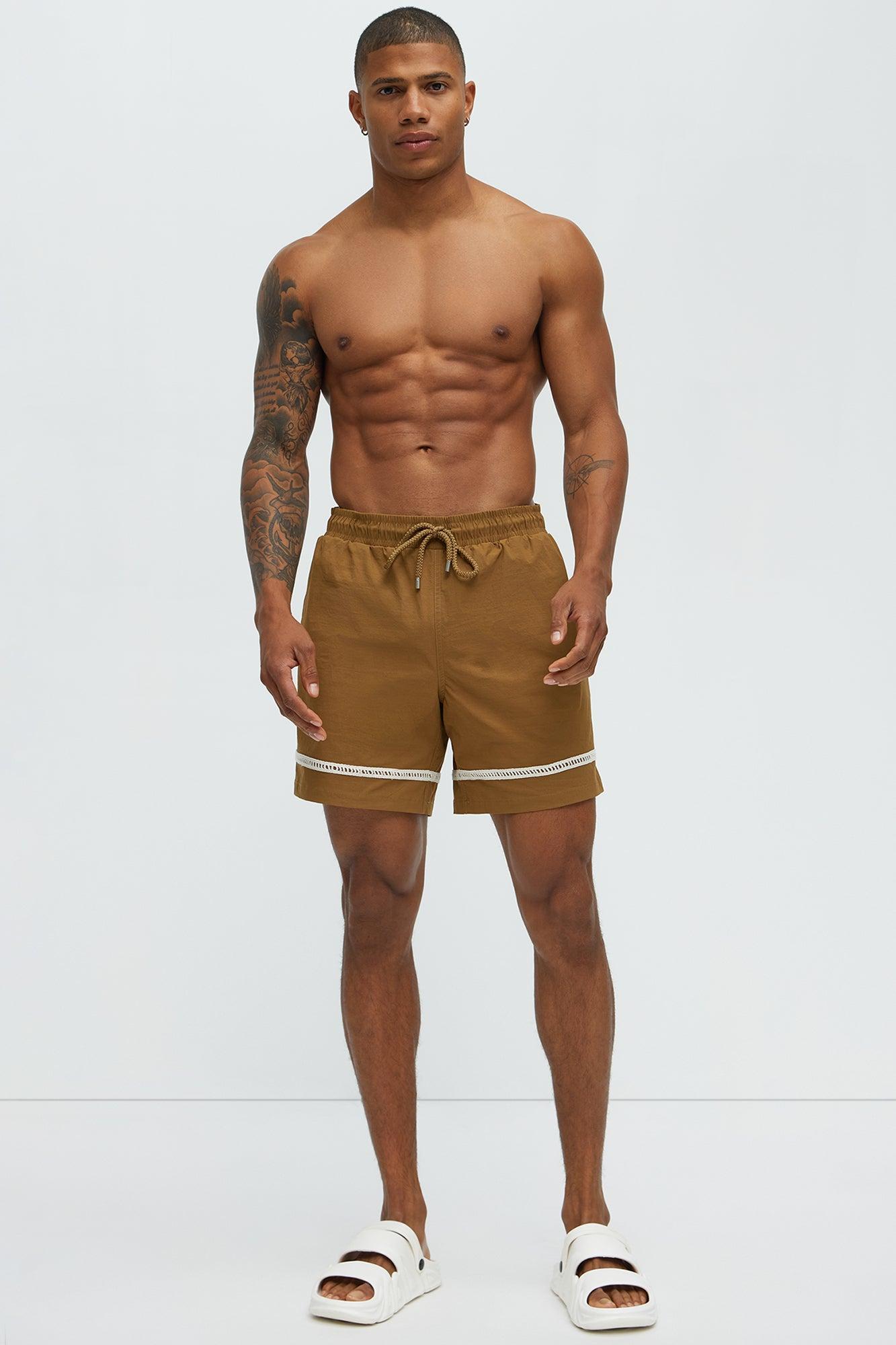 Coastal Applique Swim Classic Trunk - Brown Product Image