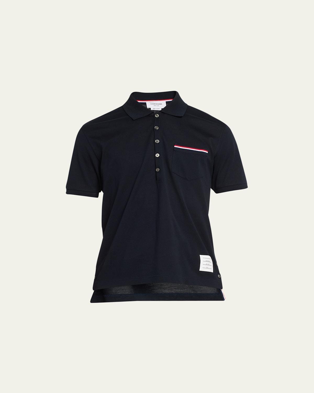 Heather Polo Shirt with Striped Pocket Product Image