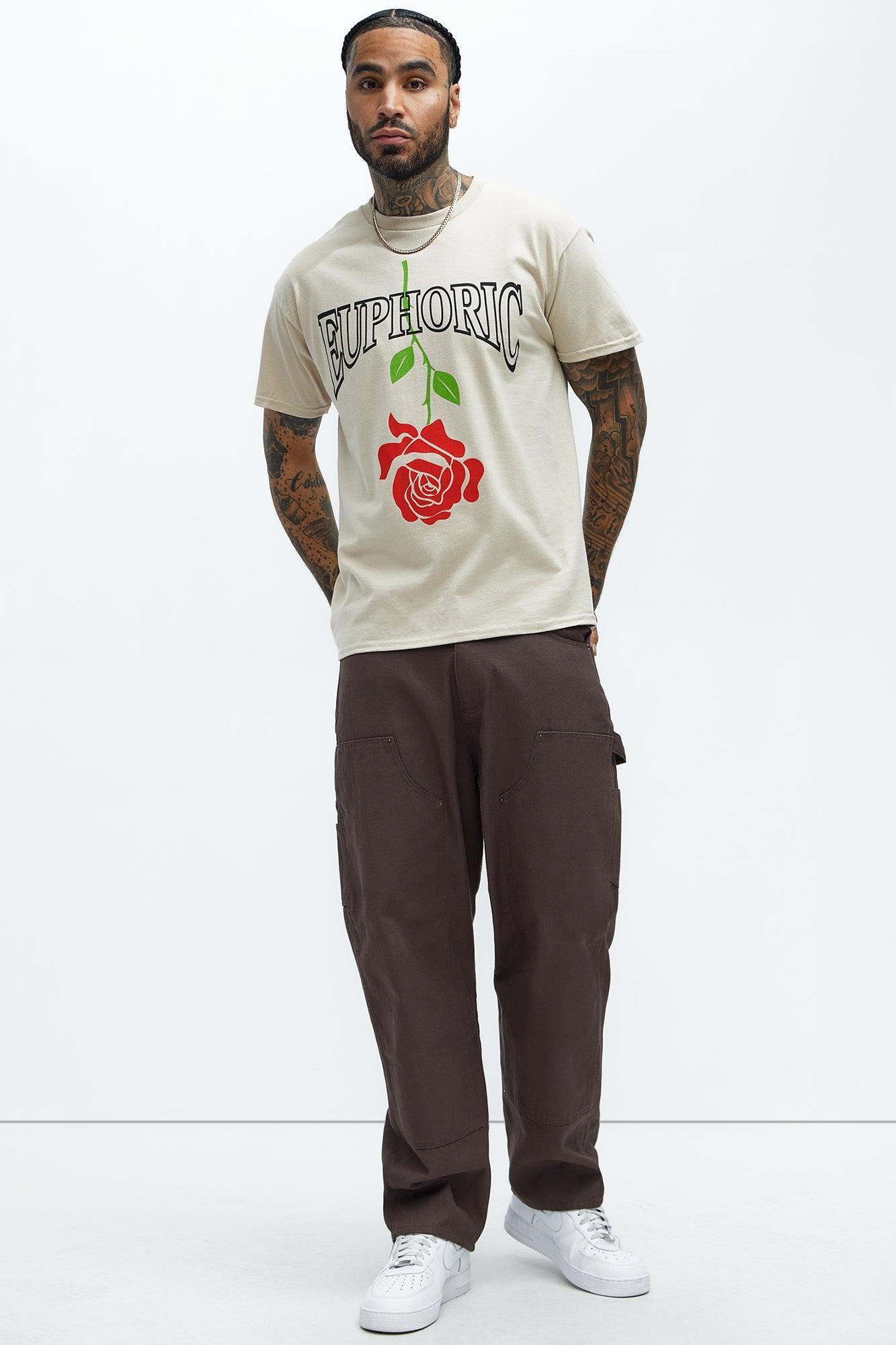 Euphoric Rose Short Sleeve Boxy Tee - Khaki Product Image