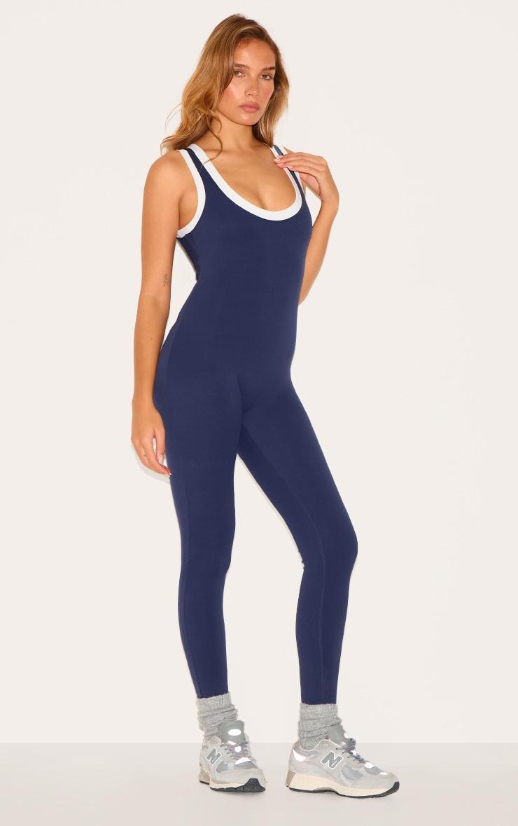 Navy Sculpt Contrast Binding Unitard Product Image