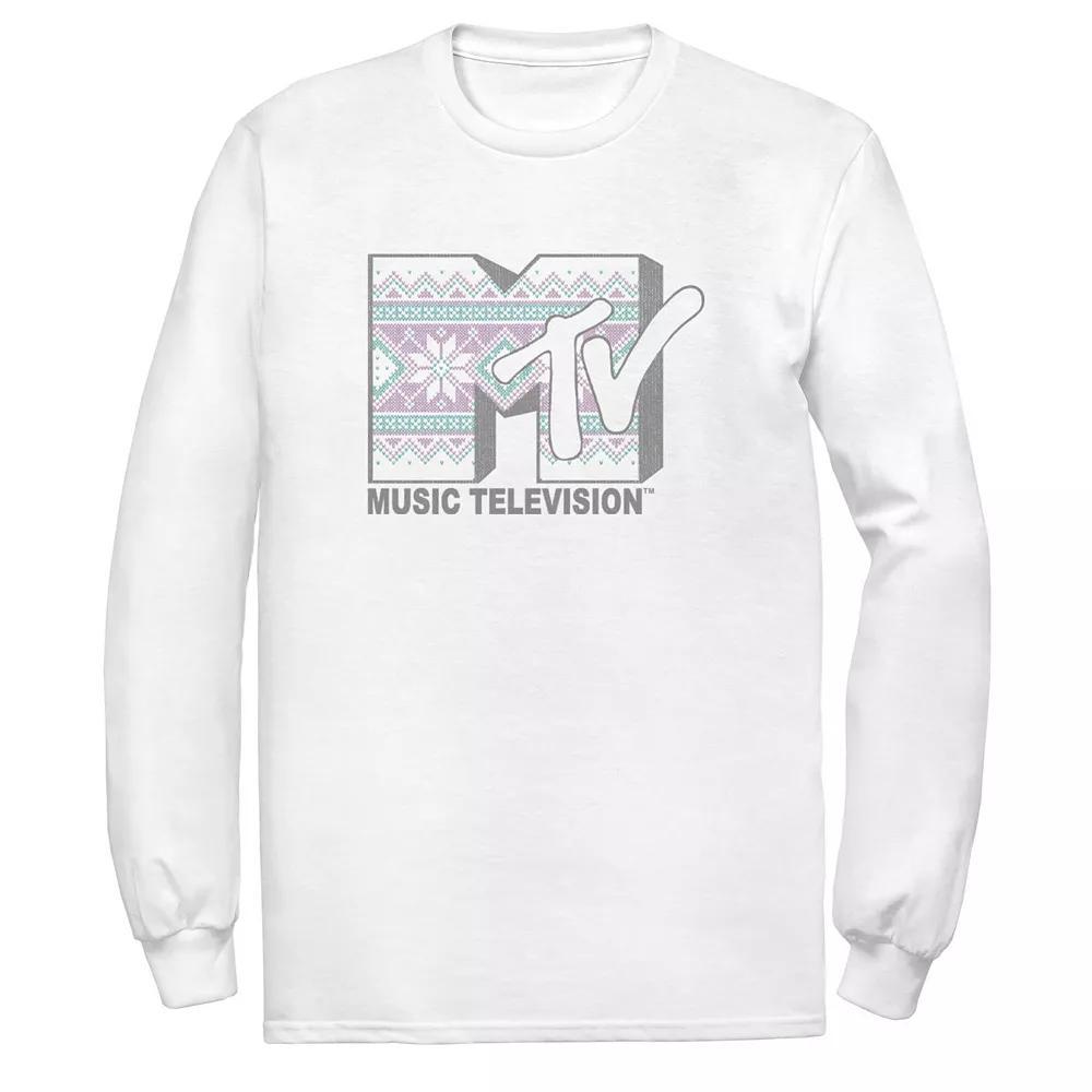 Men's MTV Stitched Logo Tee, Size: Large, White Product Image