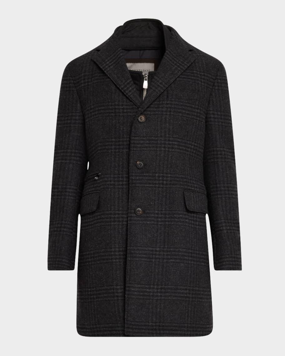 Mens ID Glen Plaid Wool Coat Product Image