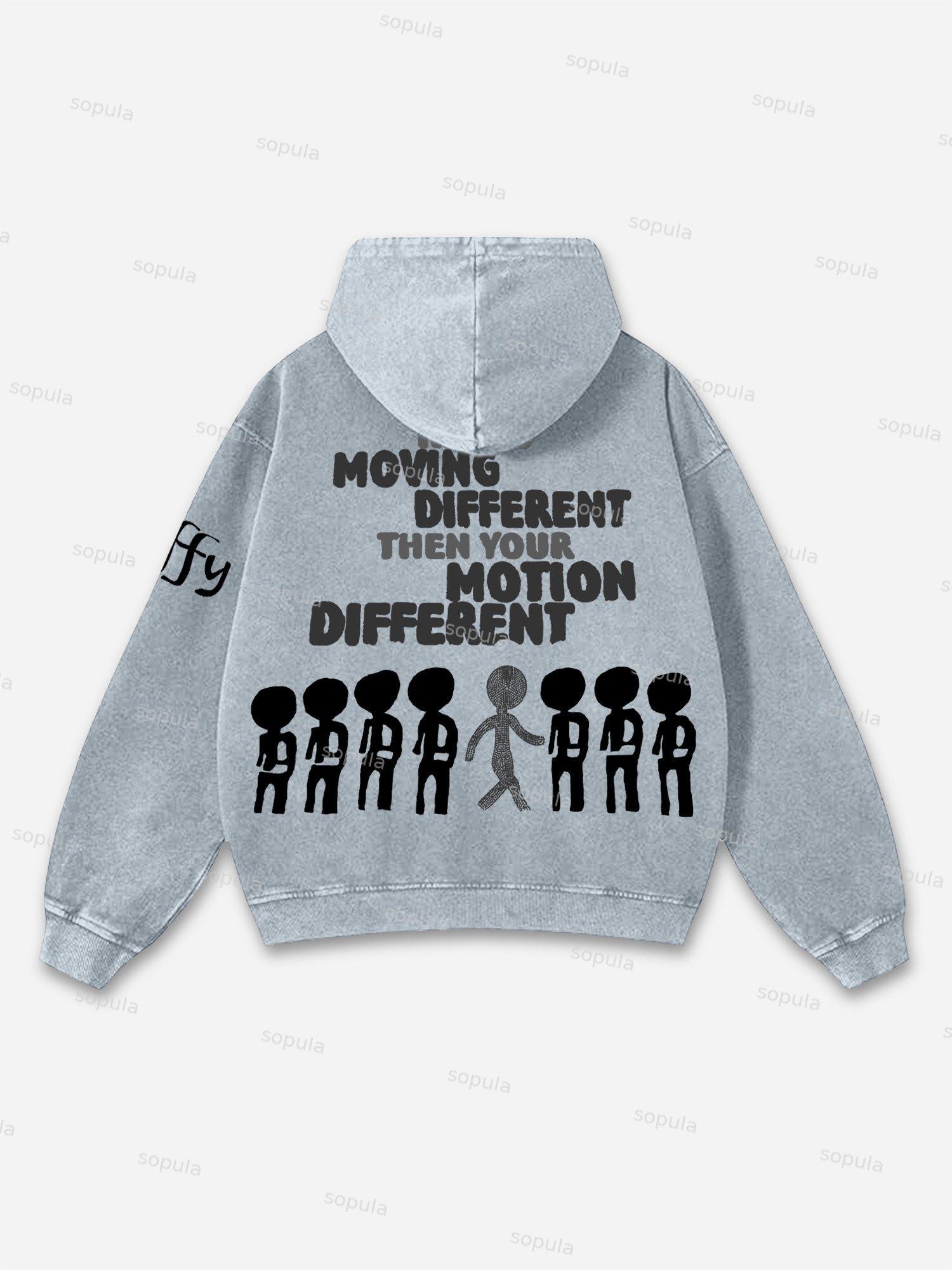 Sopula Motion Different Graphic Acid Washed Oversized Hoodie Product Image