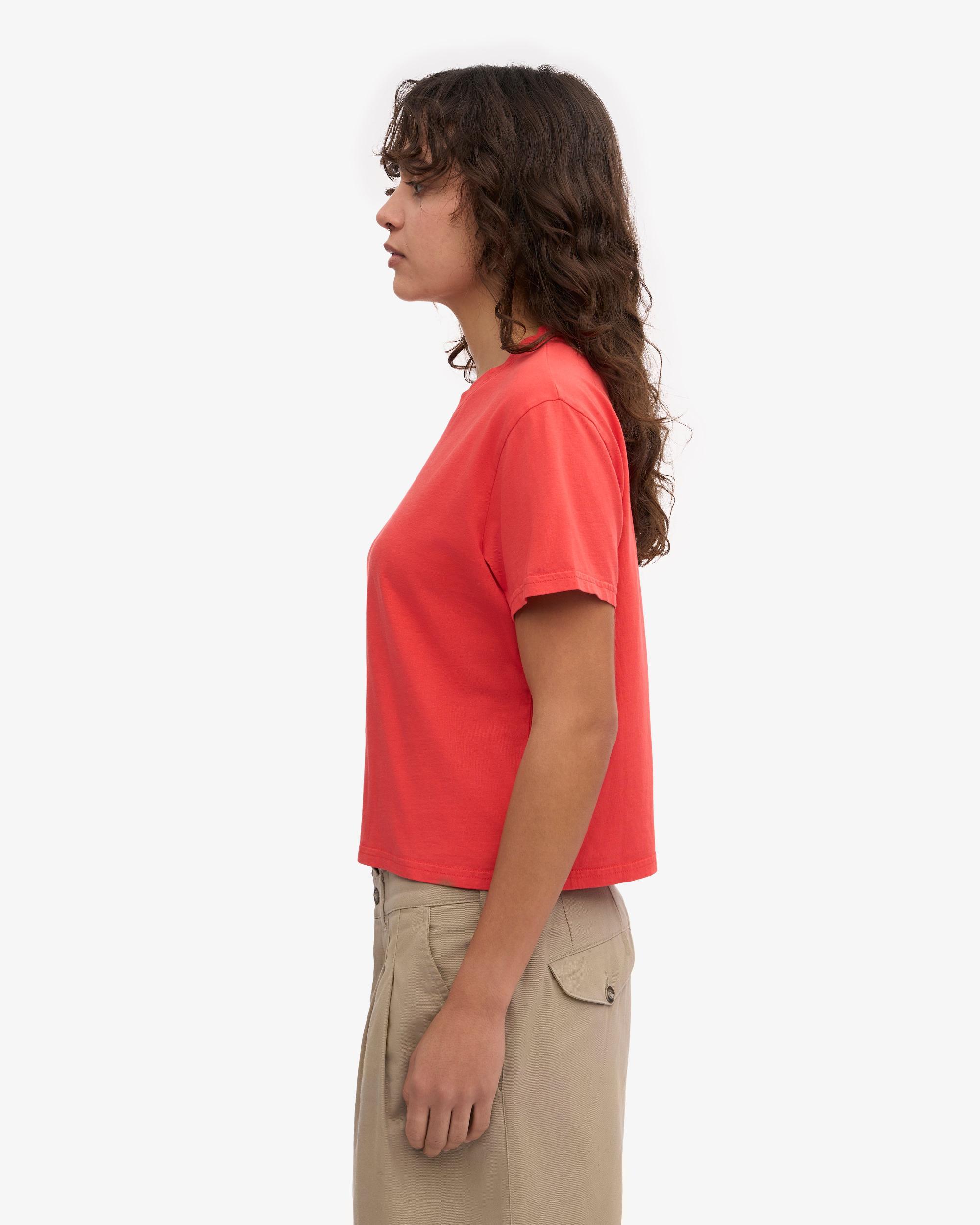 Organic Boxy Crop Tee - Red Tangerine Product Image