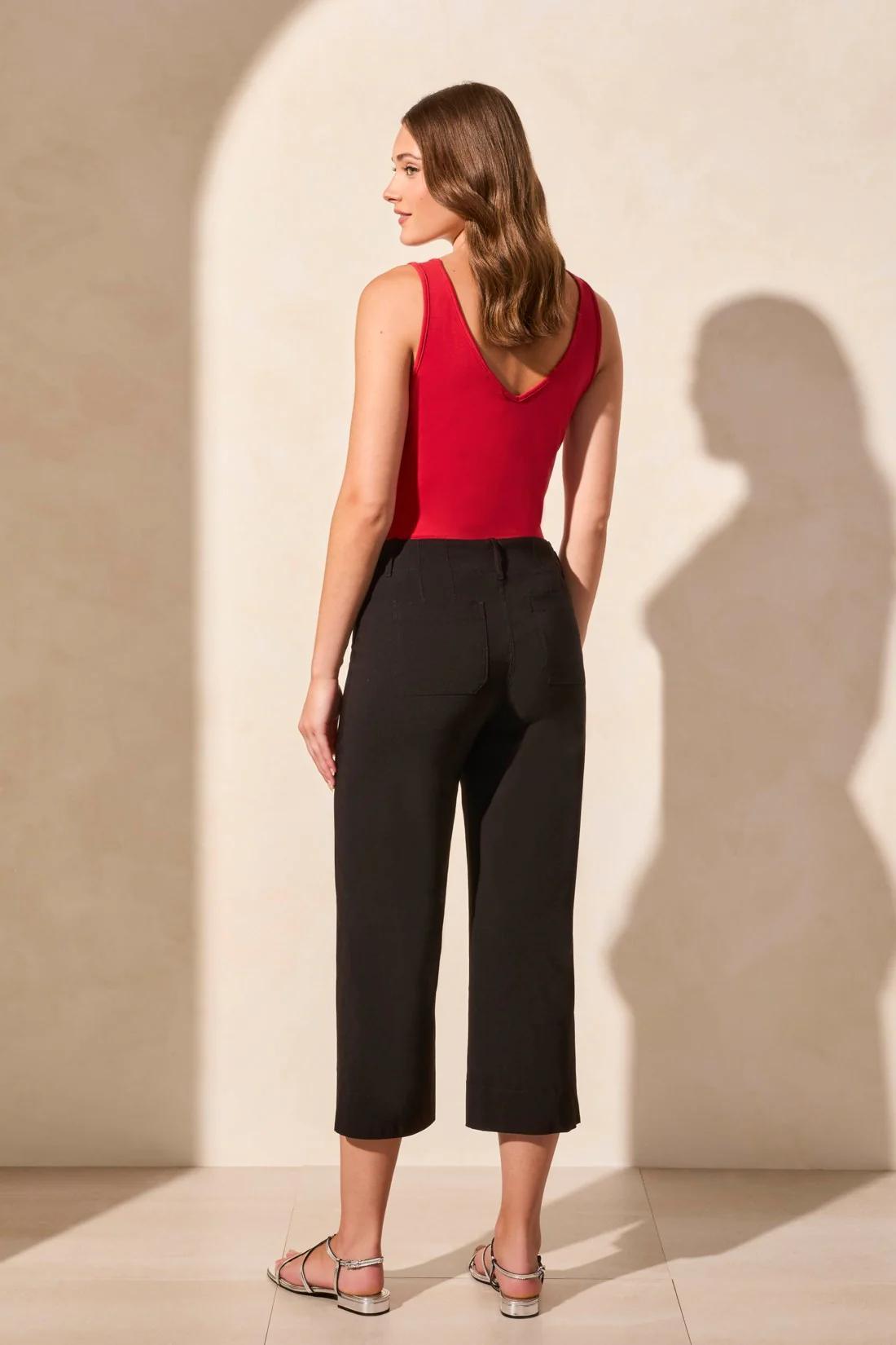 Flowy High Rise Twill Capri Pant Product Image