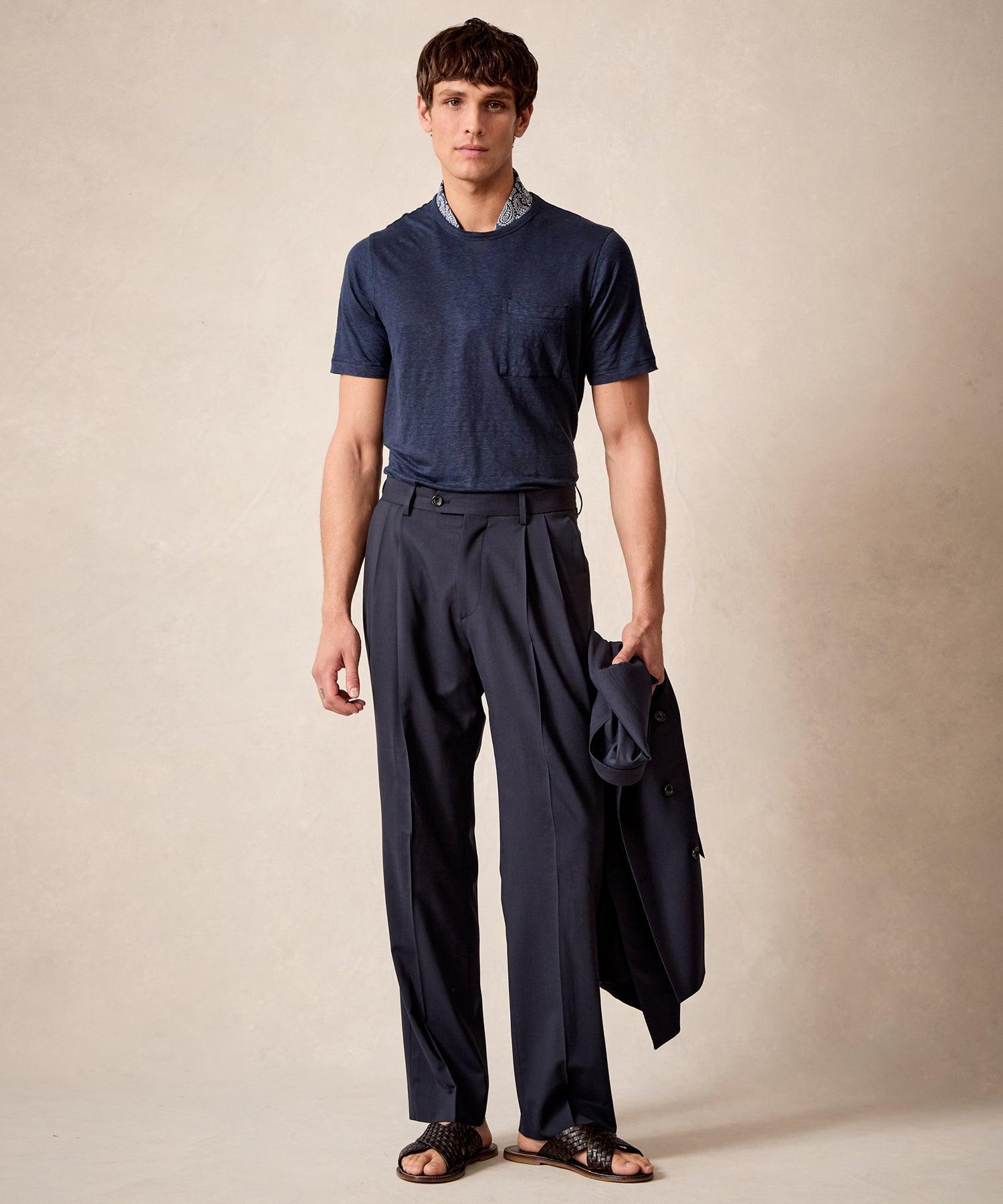 Italian Tropical Wool Wythe Trouser in Navy Product Image