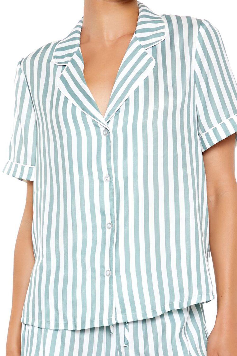 Striped Shirt & Shorts Pajama Set | Forever 21 Product Image