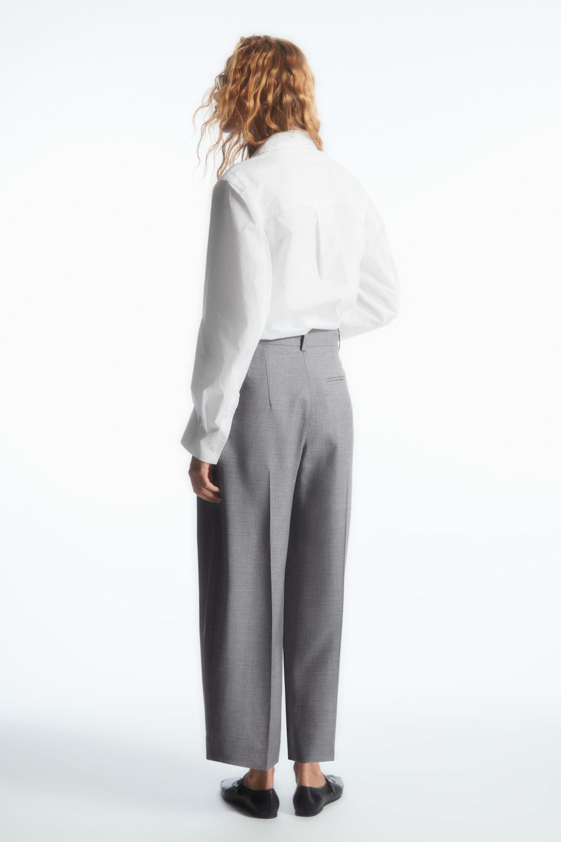 COS Barrel-leg Wool Trousers In Blue Product Image