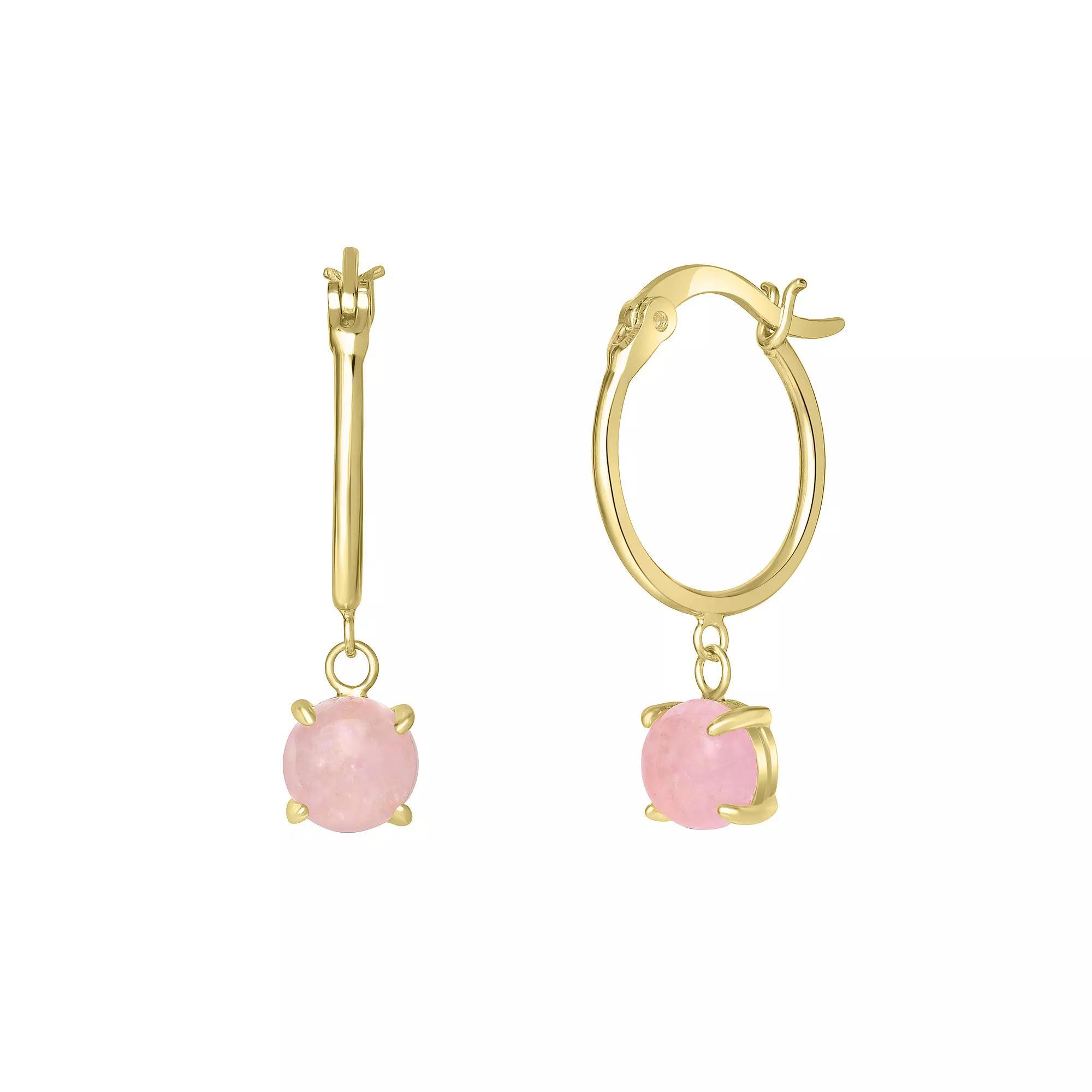 Gemistry 14k Gold Over Sterling Silver Stone Drop Hoop Earrings, Women's, Purple Product Image