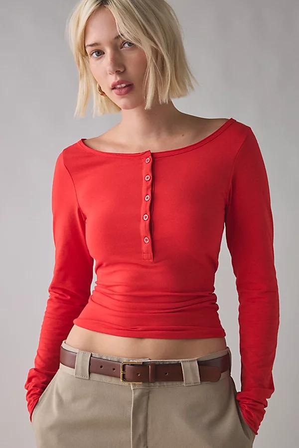 Out From Under Betty Boatneck Long Sleeve Henley Top Womens at Urban Outfitters Product Image