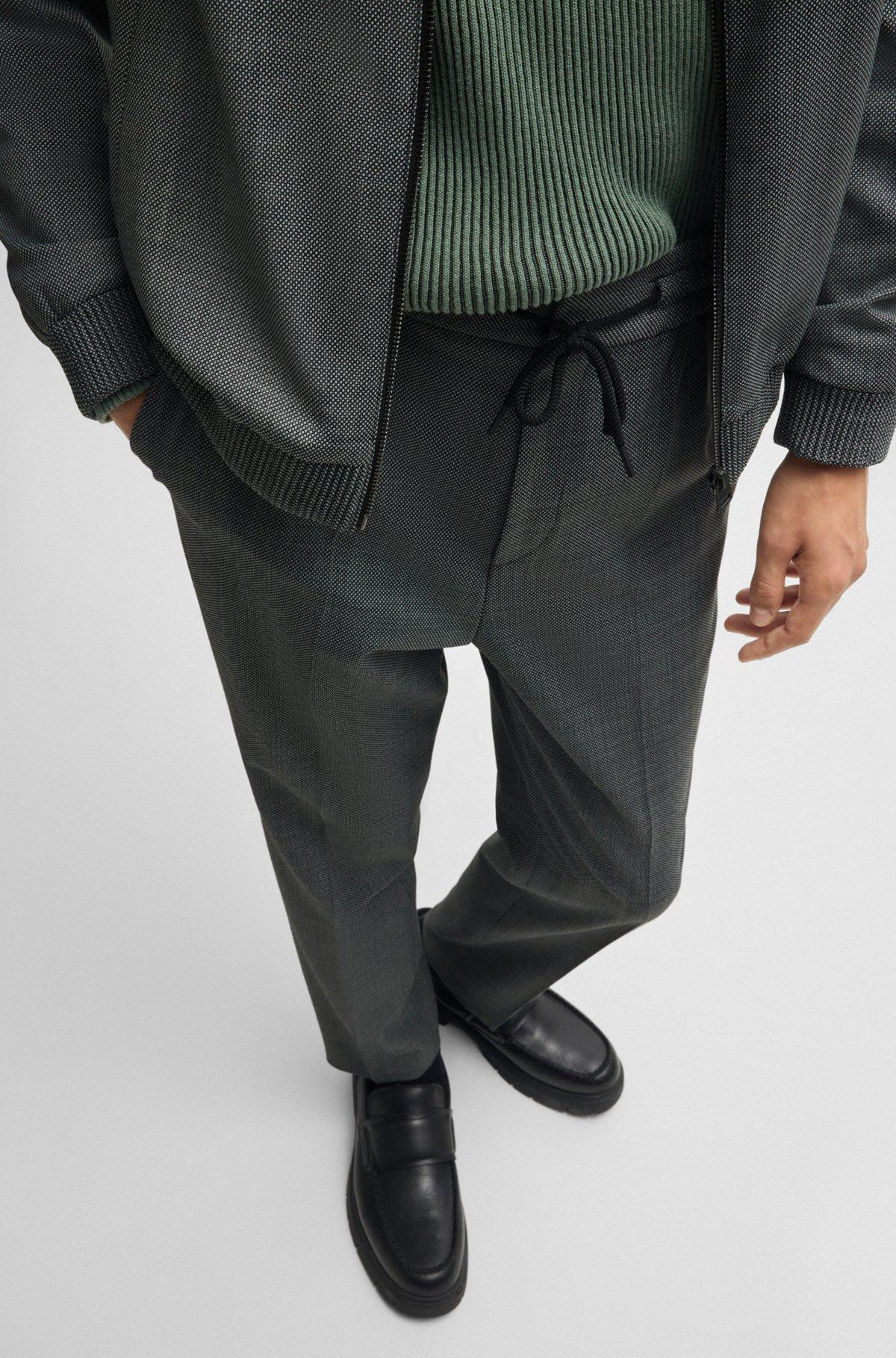 Extra-slim-fit trousers in micro-patterned stretch cloth Product Image