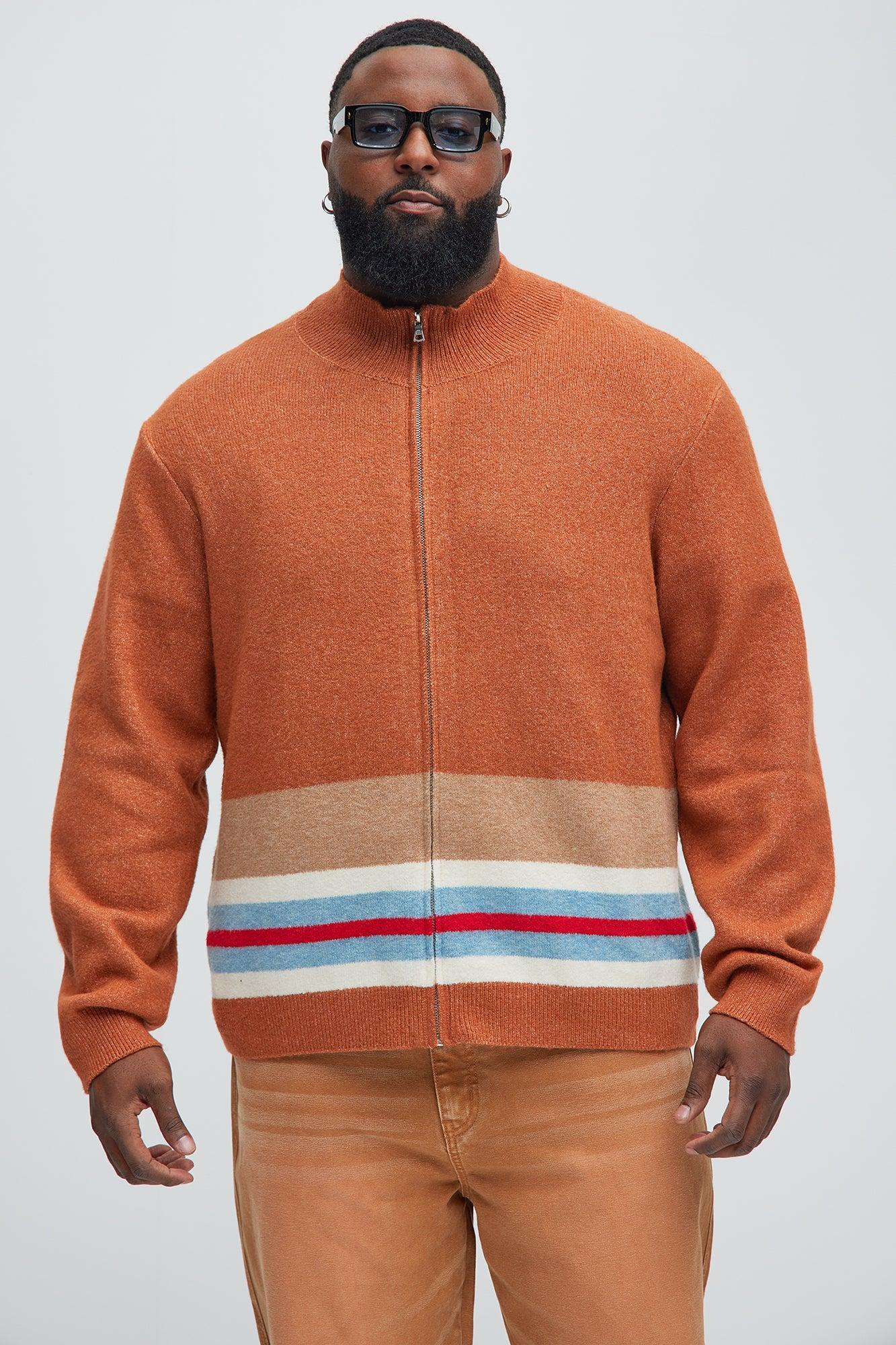 Wait Is Over Zip Sweater - Brown/combo Product Image