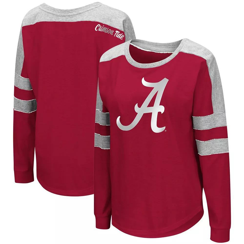 Womens Colosseum Crimson Alabama Crimson Tide Trey Dolman Long Sleeve T-Shirt Product Image