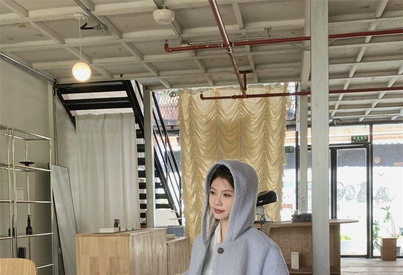 Hooded Button-Up Jacket / High Rise Wide Leg Pants / Shirt Product Image