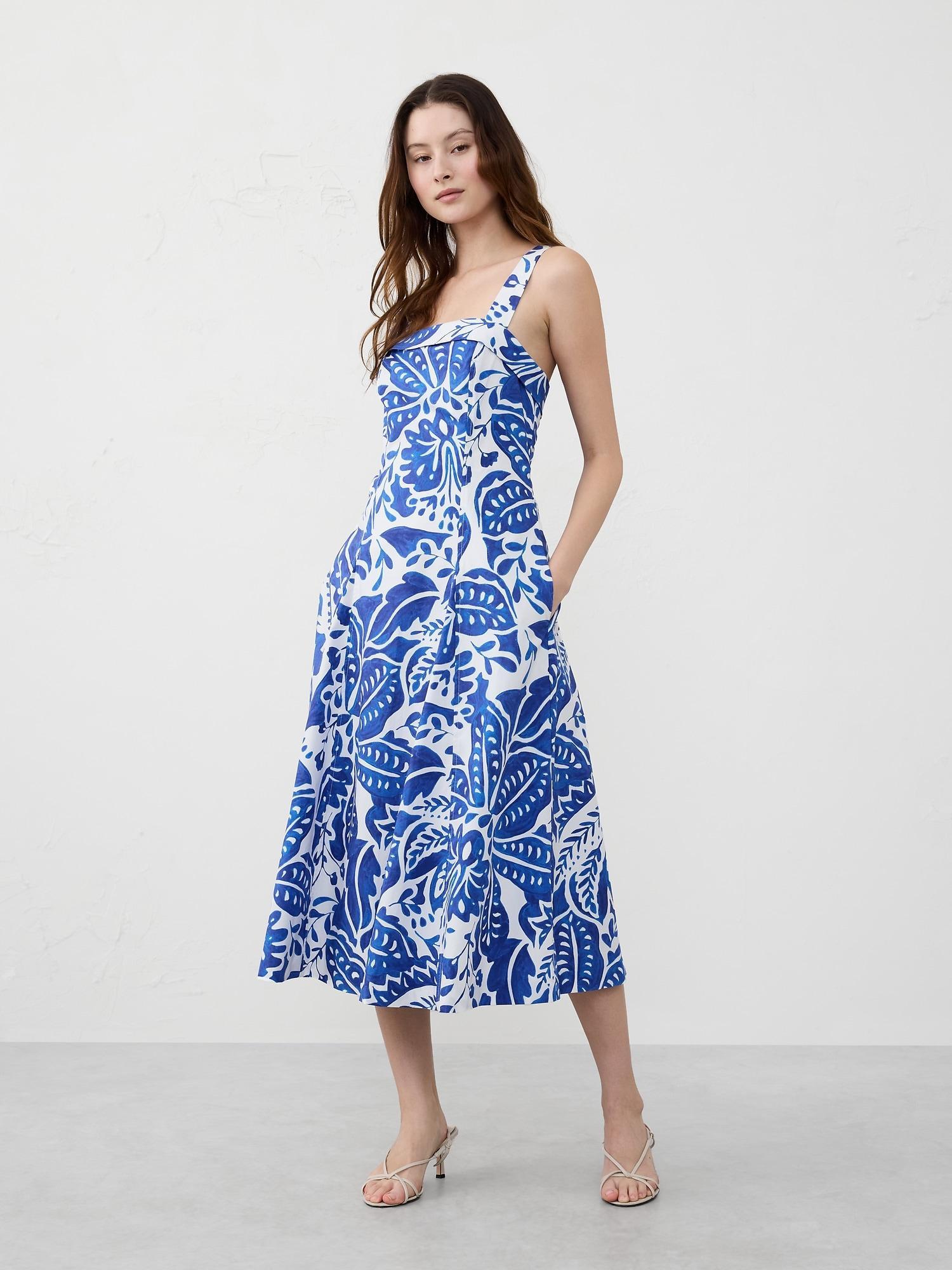 Poplin Cross-Back Midi Dress Product Image
