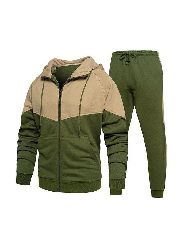 Men's Color Block Long Sleeve Tracksuit Set Product Image