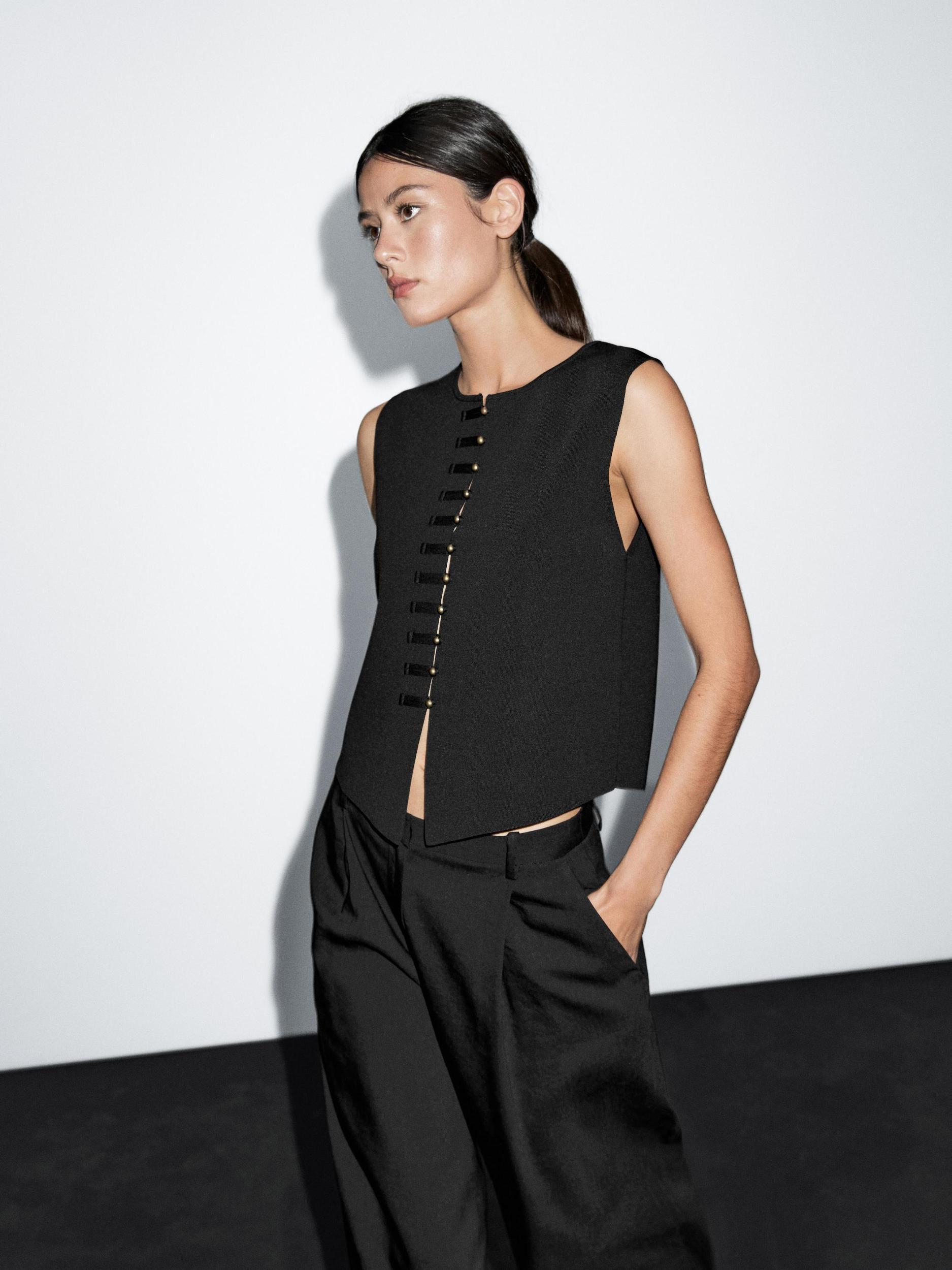 Knit waistcoat with button details Product Image