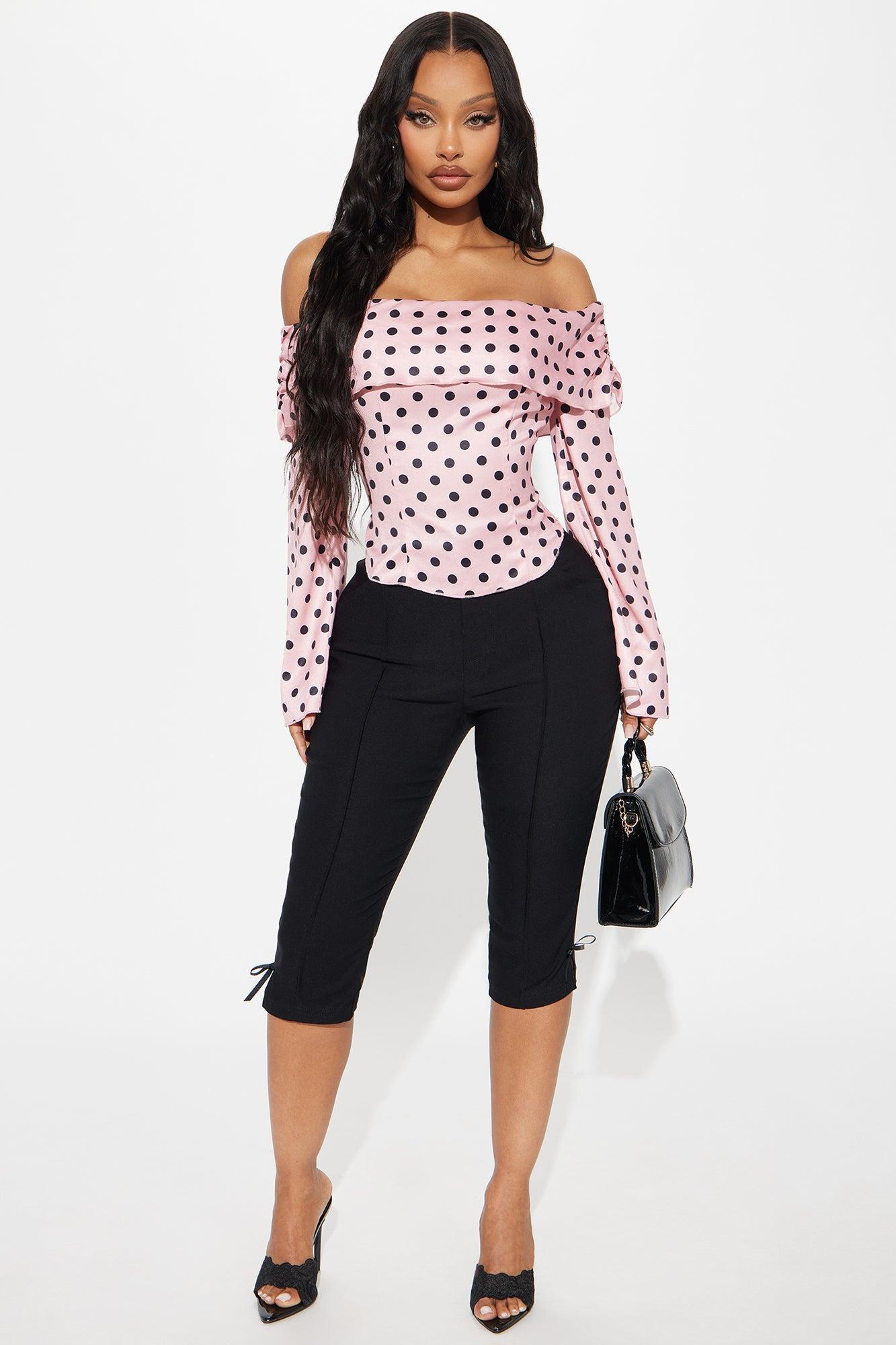 Everlyn Satin Polka Dot Top - Pink/combo Product Image