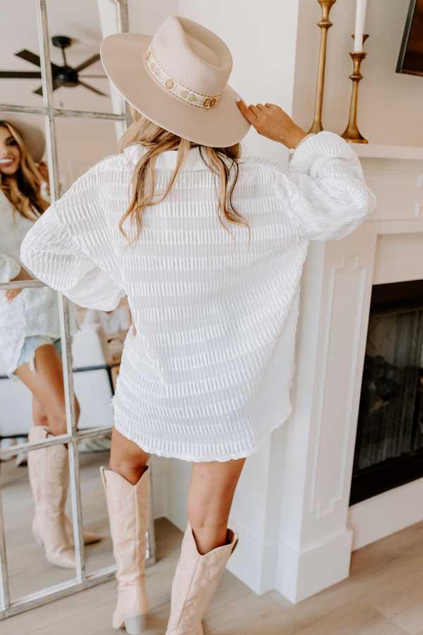 Champagne Season Pleated Top in White Product Image