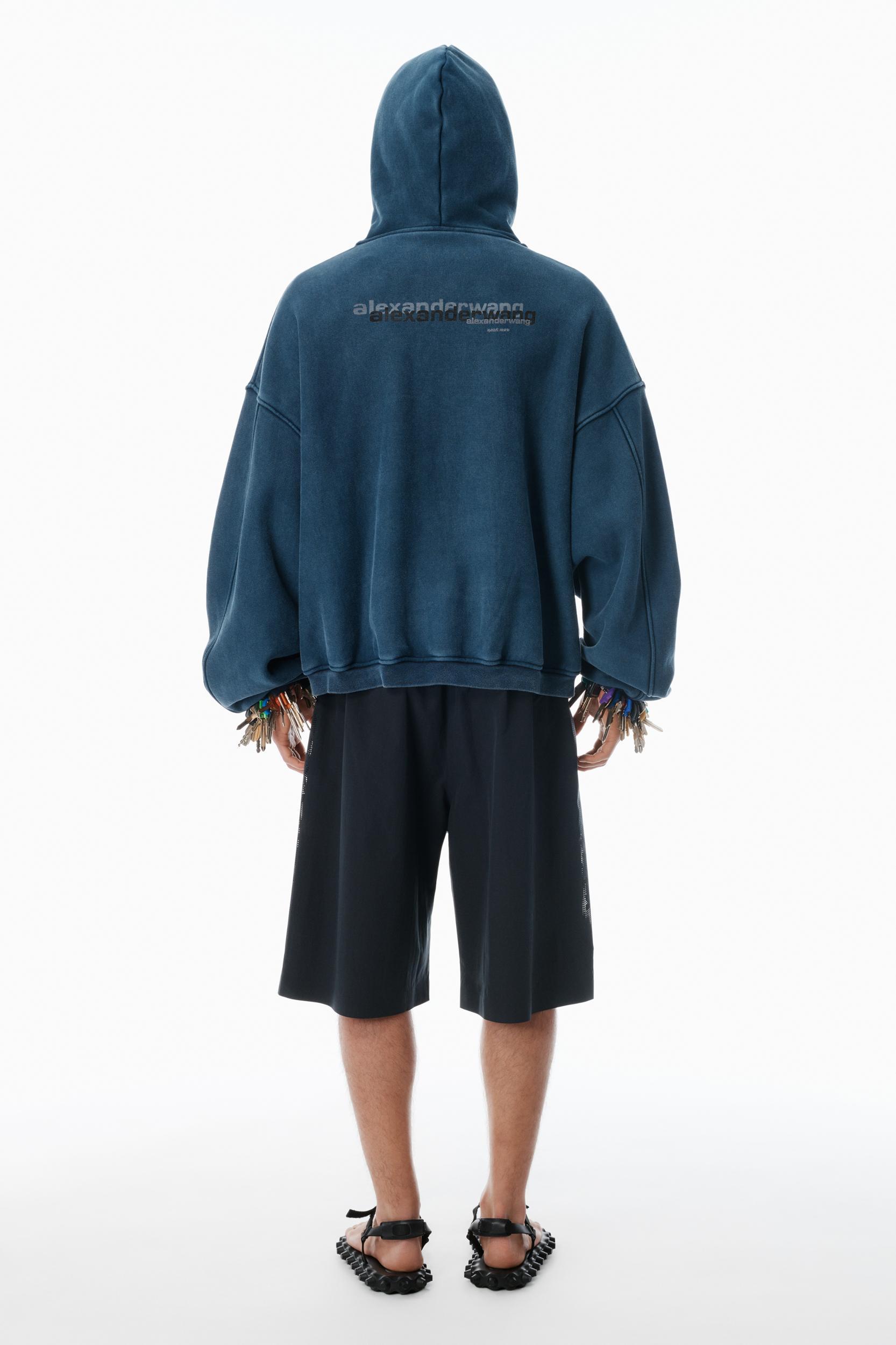 Navy Cotton Logo Zip-up Hoodie Product Image