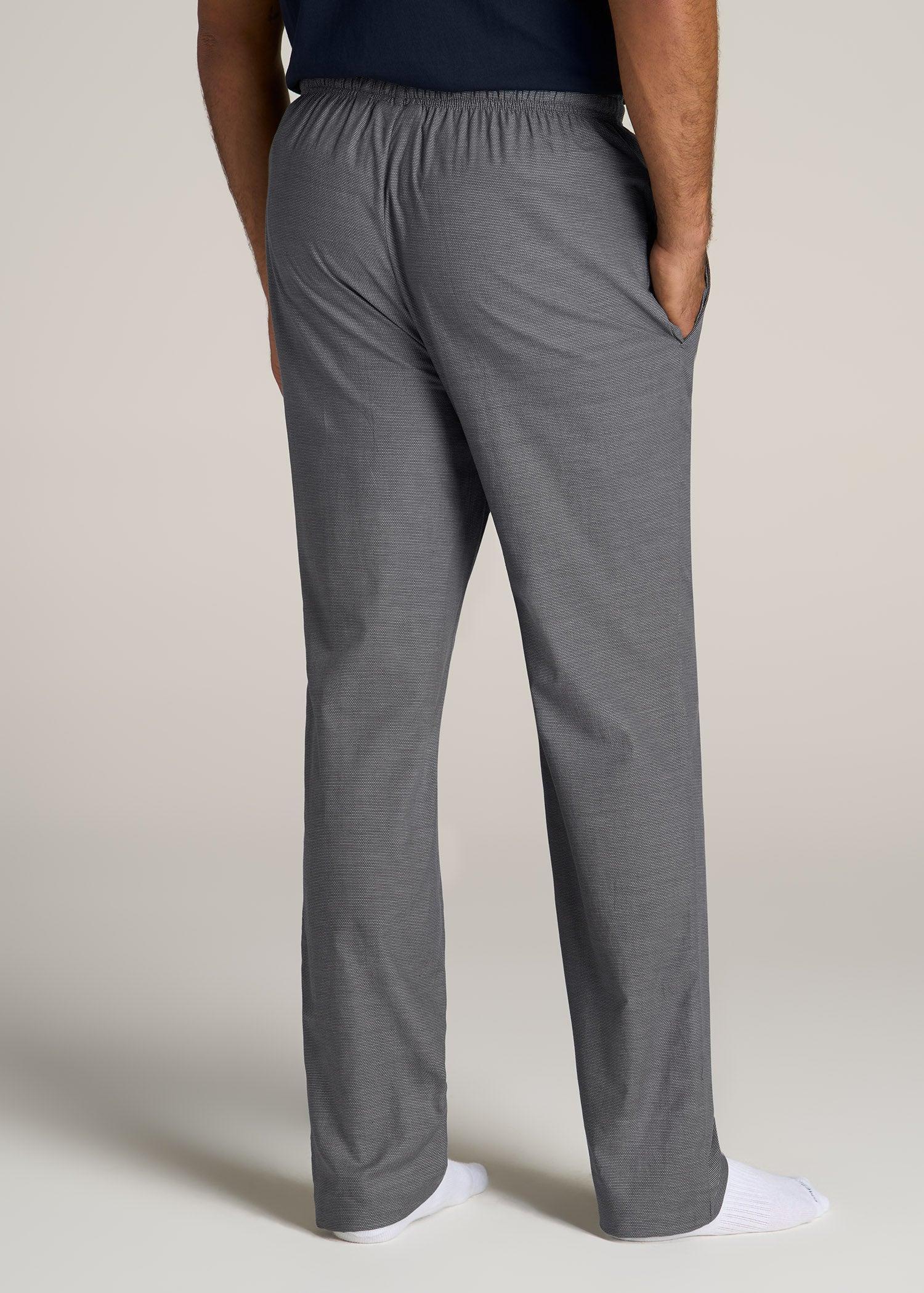 Woven Pajama Pants for Tall Men in Grey Pin Dot Product Image