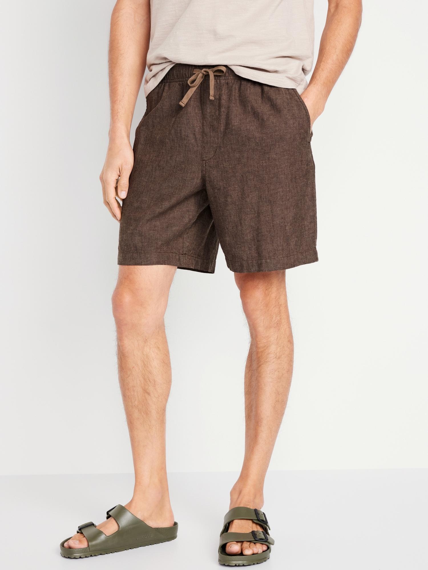 Linen-Blend Jogger Shorts -- 7-inch inseam Product Image