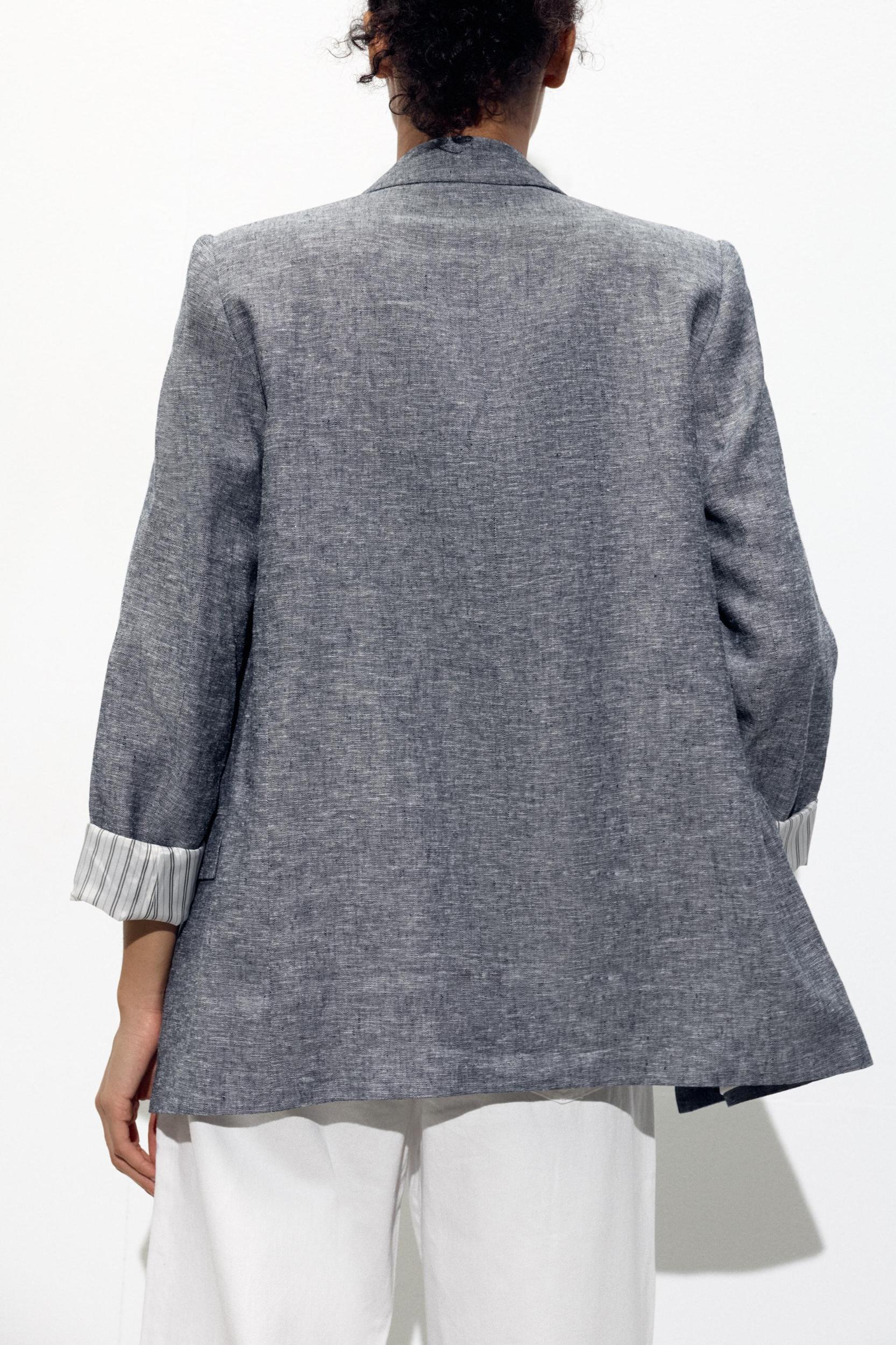 LINEN TURN-UP SLEEVE BLAZER Product Image