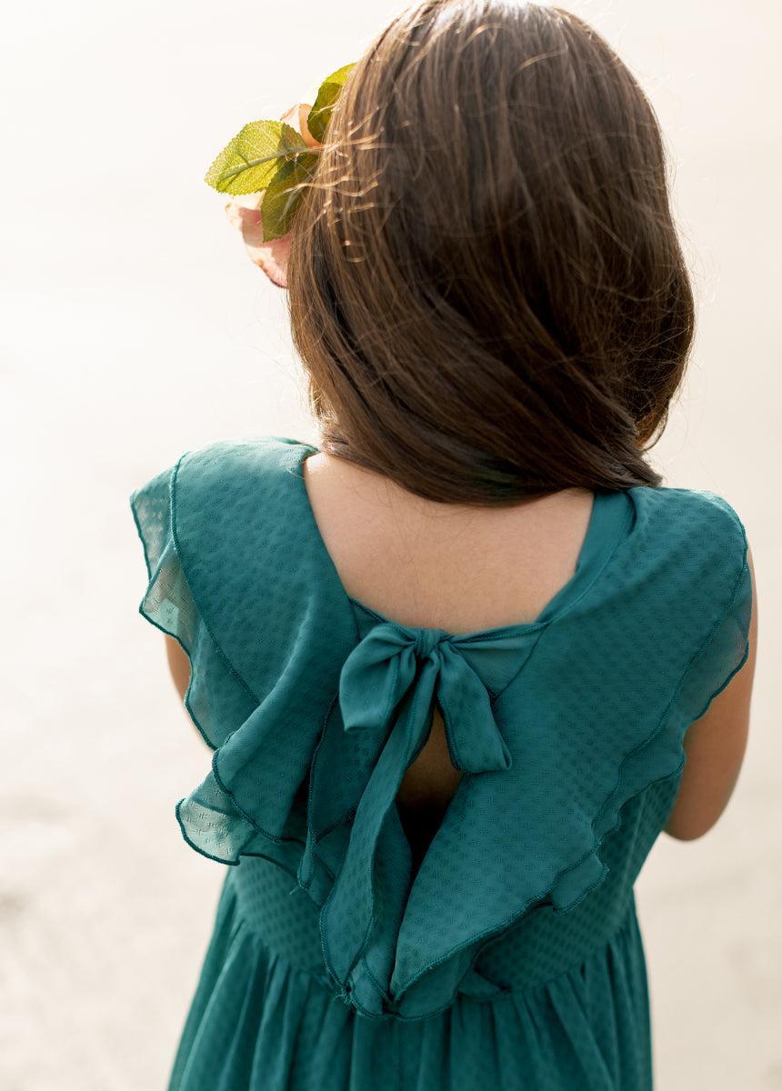 Sylviane Dress in Ocean Green Girls Product Image