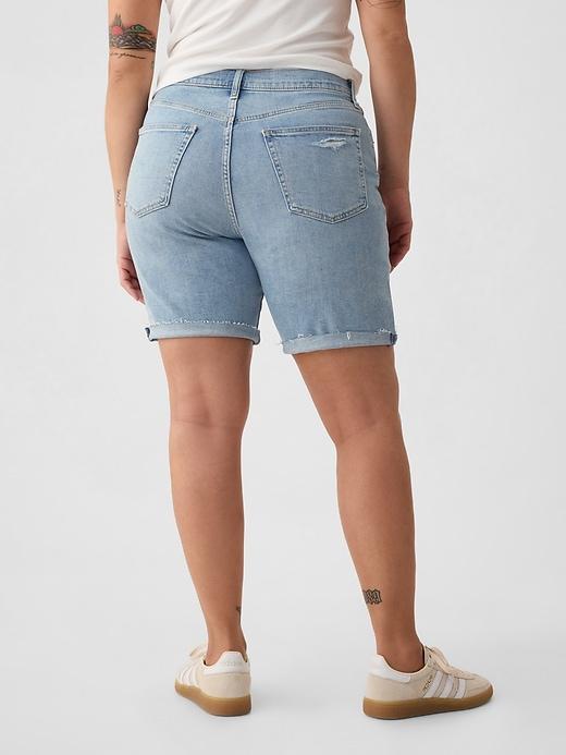 9" High Rise Denim Bermuda Shorts Product Image