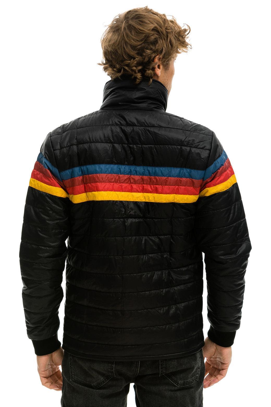 4 STRIPE RAINBOW SLEEVE JACKET  -  BLACK Male Product Image