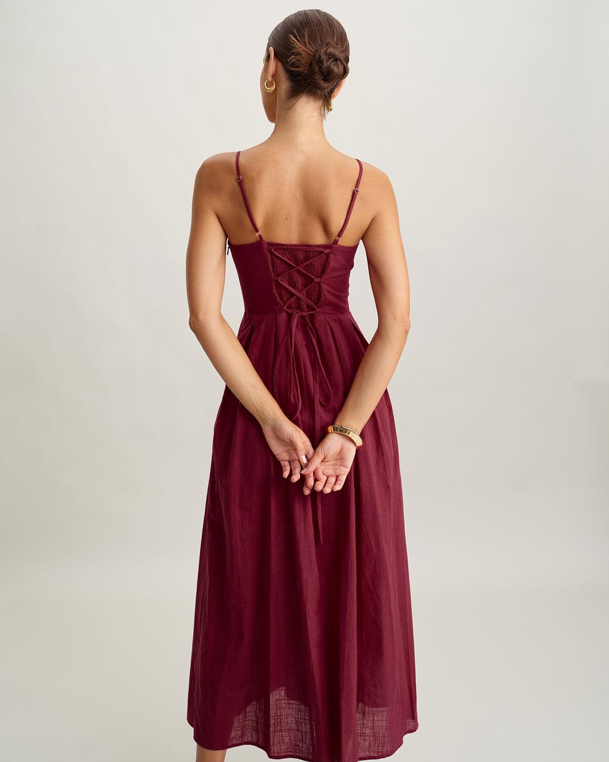 Red Sweetheart Neck Slip Maxi Dress Product Image