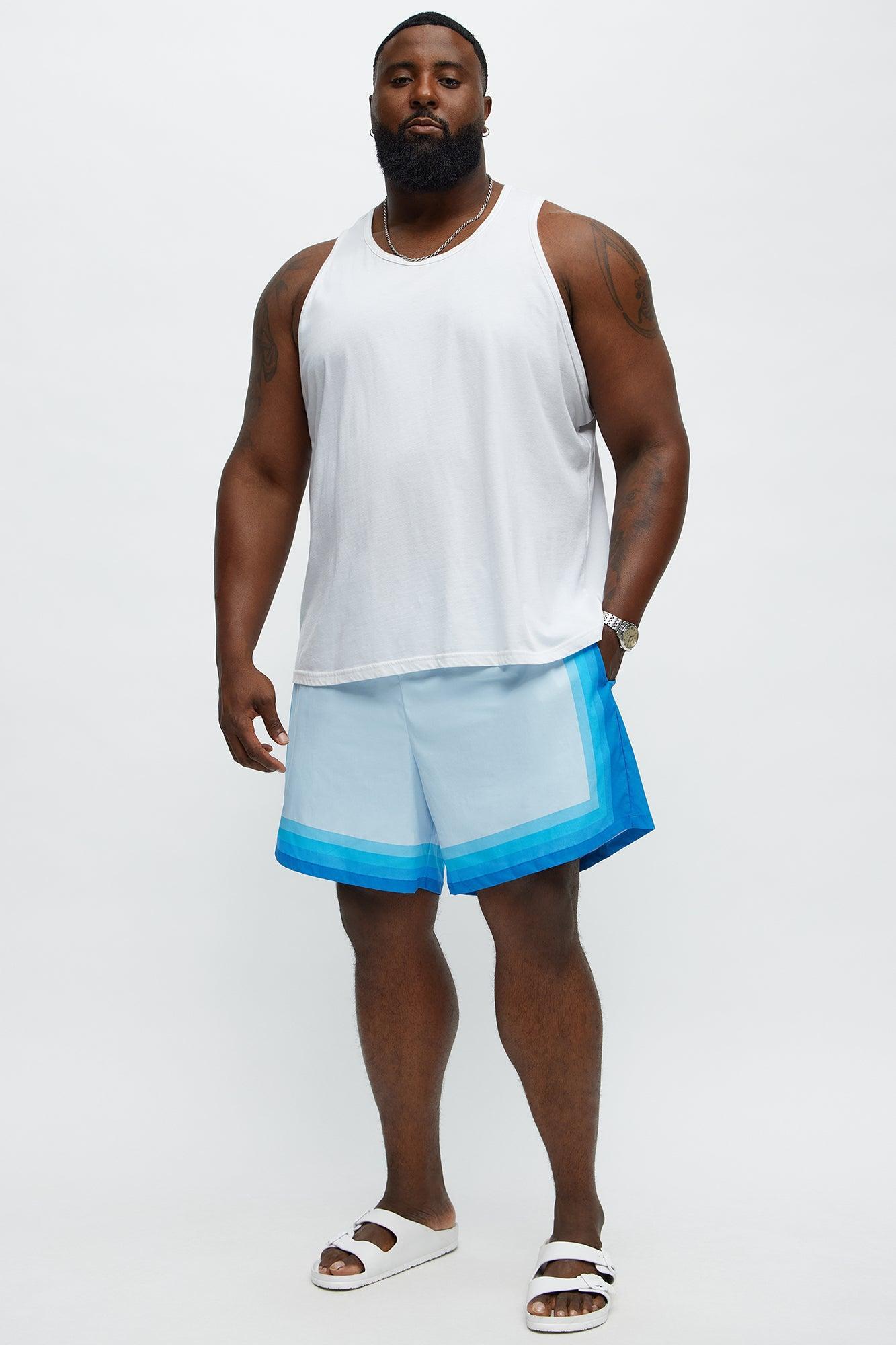 Splash Borders Swim Mid Trunk - Blue/combo Product Image
