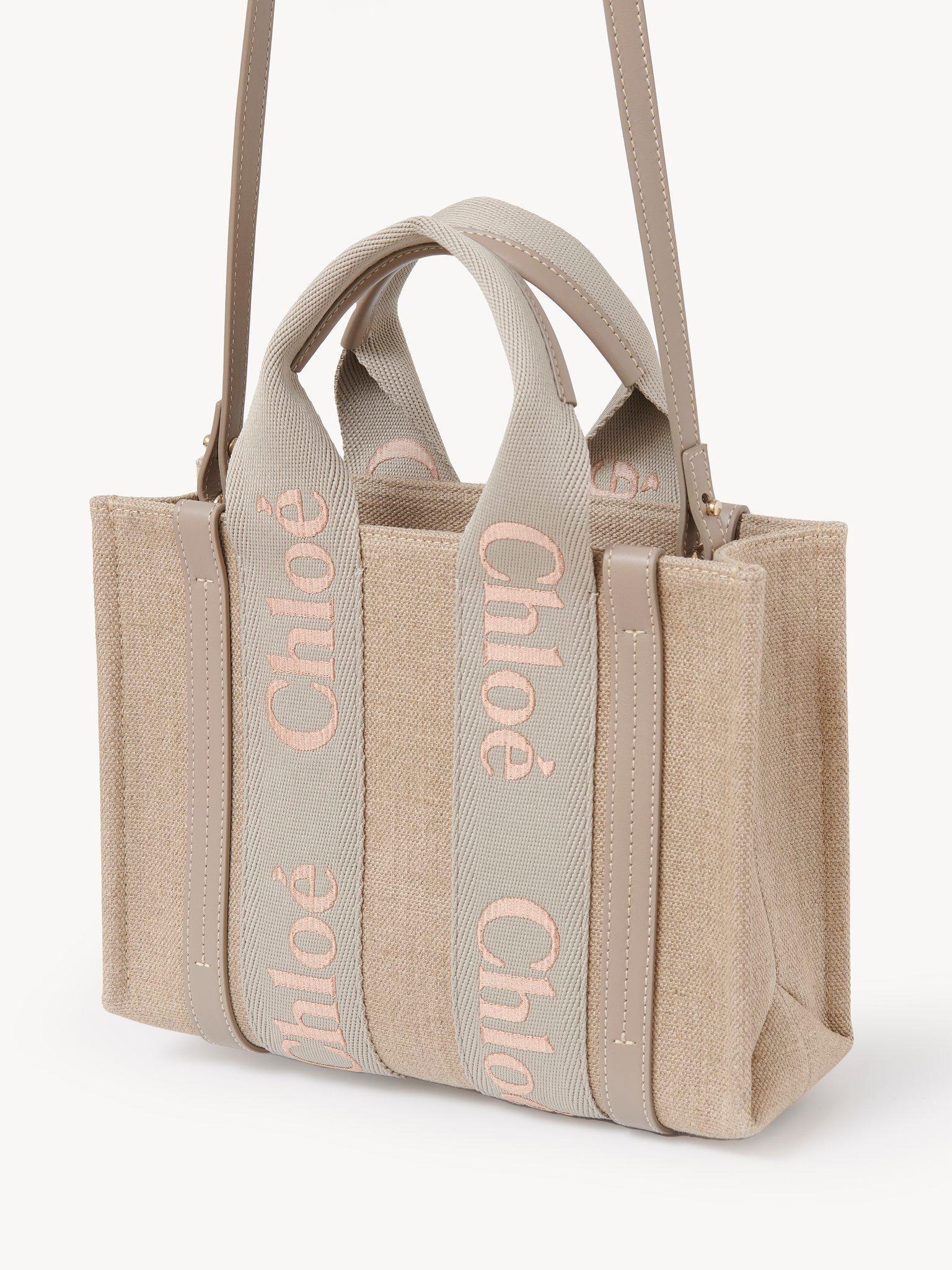 Small Woody tote bag in linen  Product Image