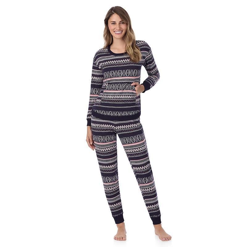 Petite Cuddl Duds Sweater Knit Crewneck Pajama Top & Jogger Pajama Bottoms Set, Womens Product Image