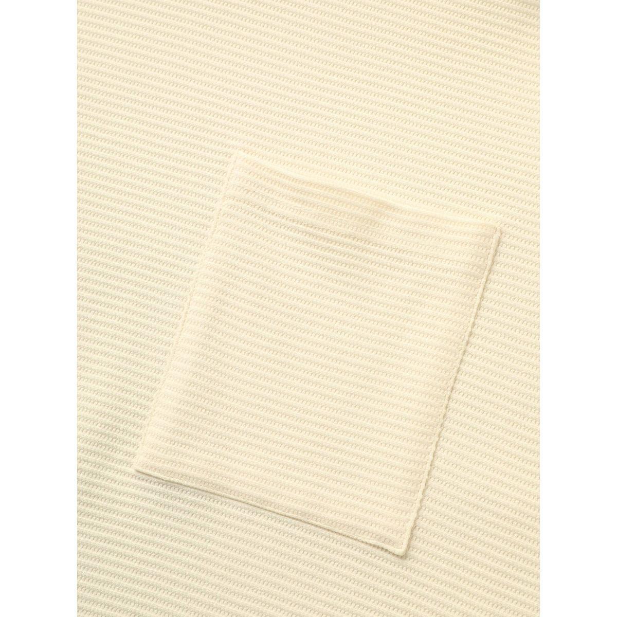 Plus Size Solid Waffle Knit Patched Pocket T-shirt Beige Women Casual Texture Round Neck Everyday T-shirts BloomChic 18-20/2X Product Image