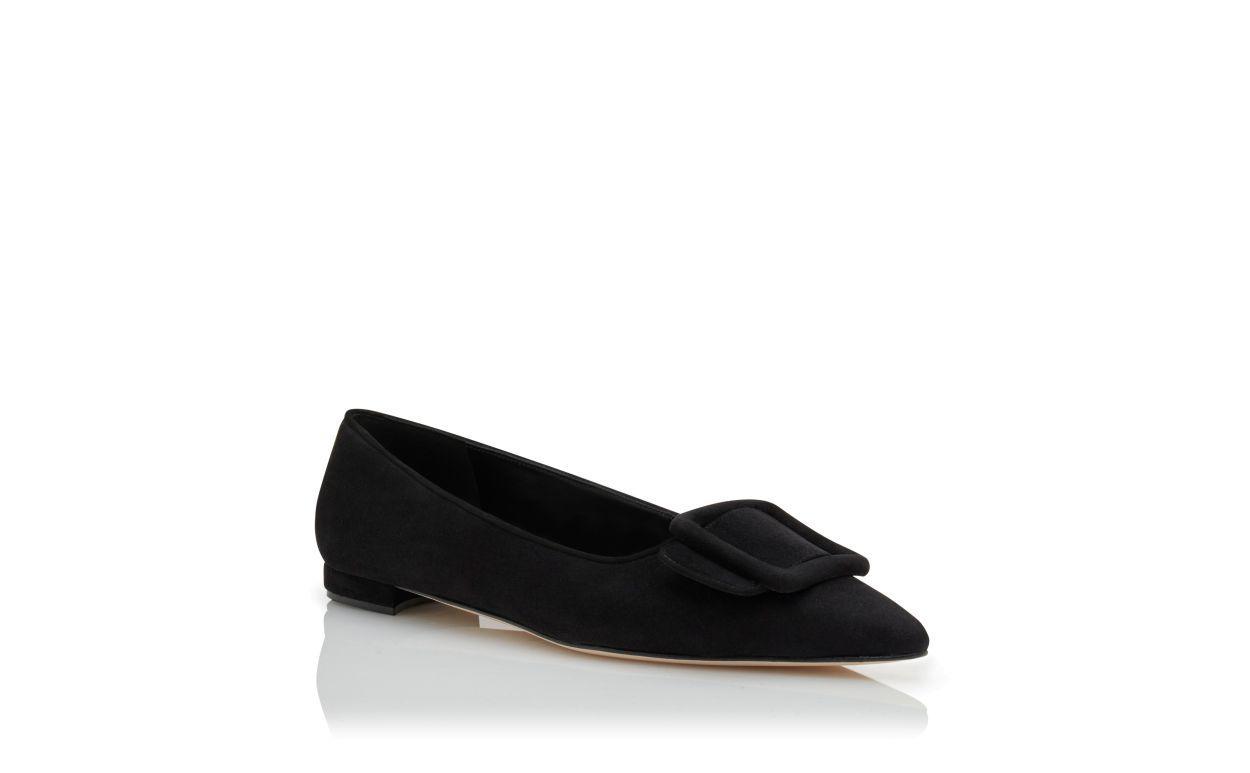 MAYSALEPUMPFLAT Black Suede Buckle Detail Flat Pumps Product Image