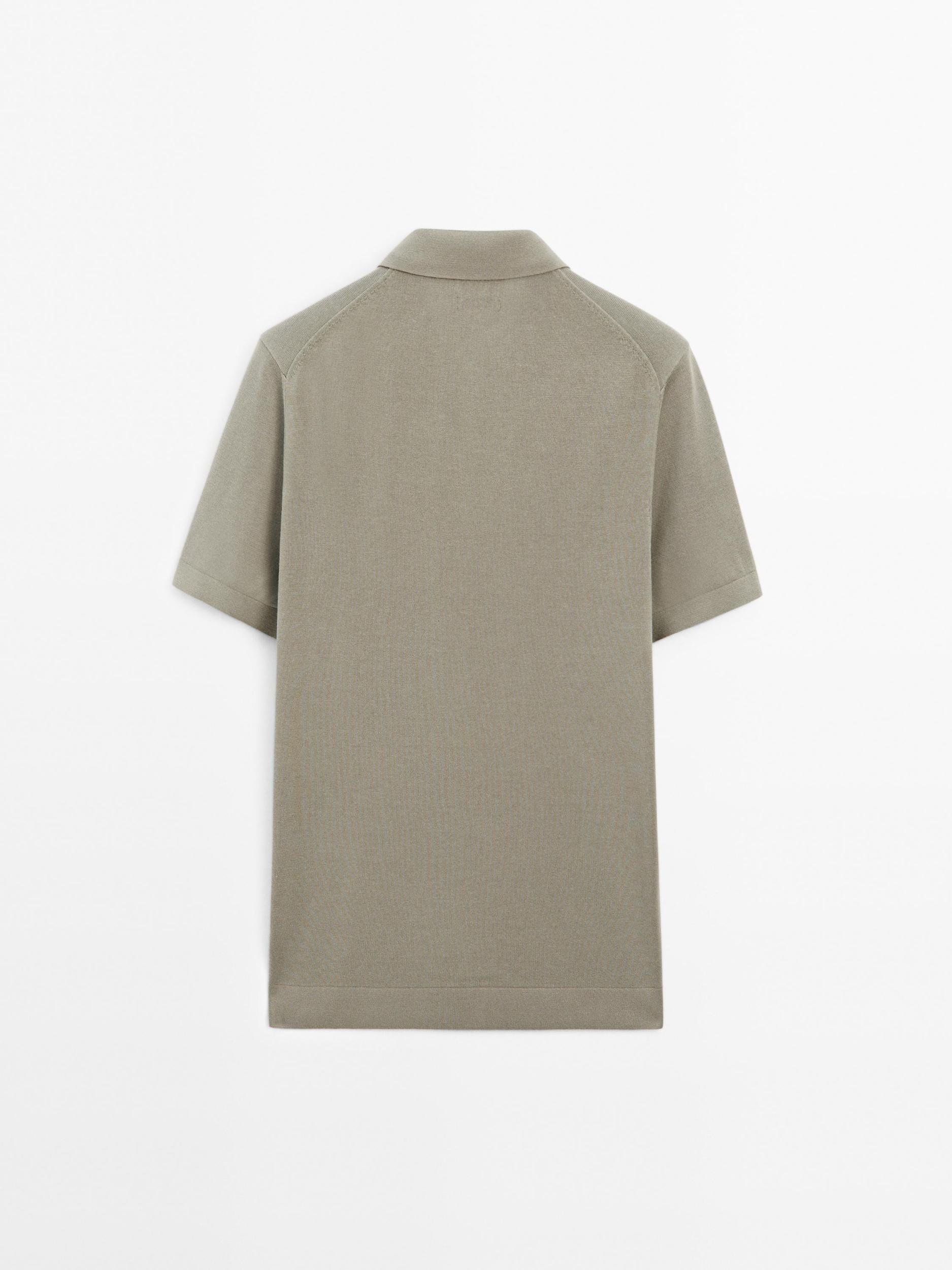 Cotton knit quarter-zip polo shirt Product Image